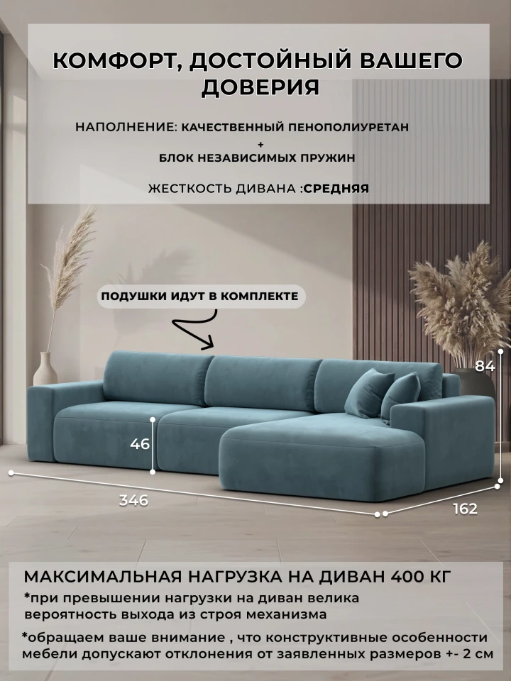 Диван угловой Лига-036 НПБ Классик Лонг правый угол