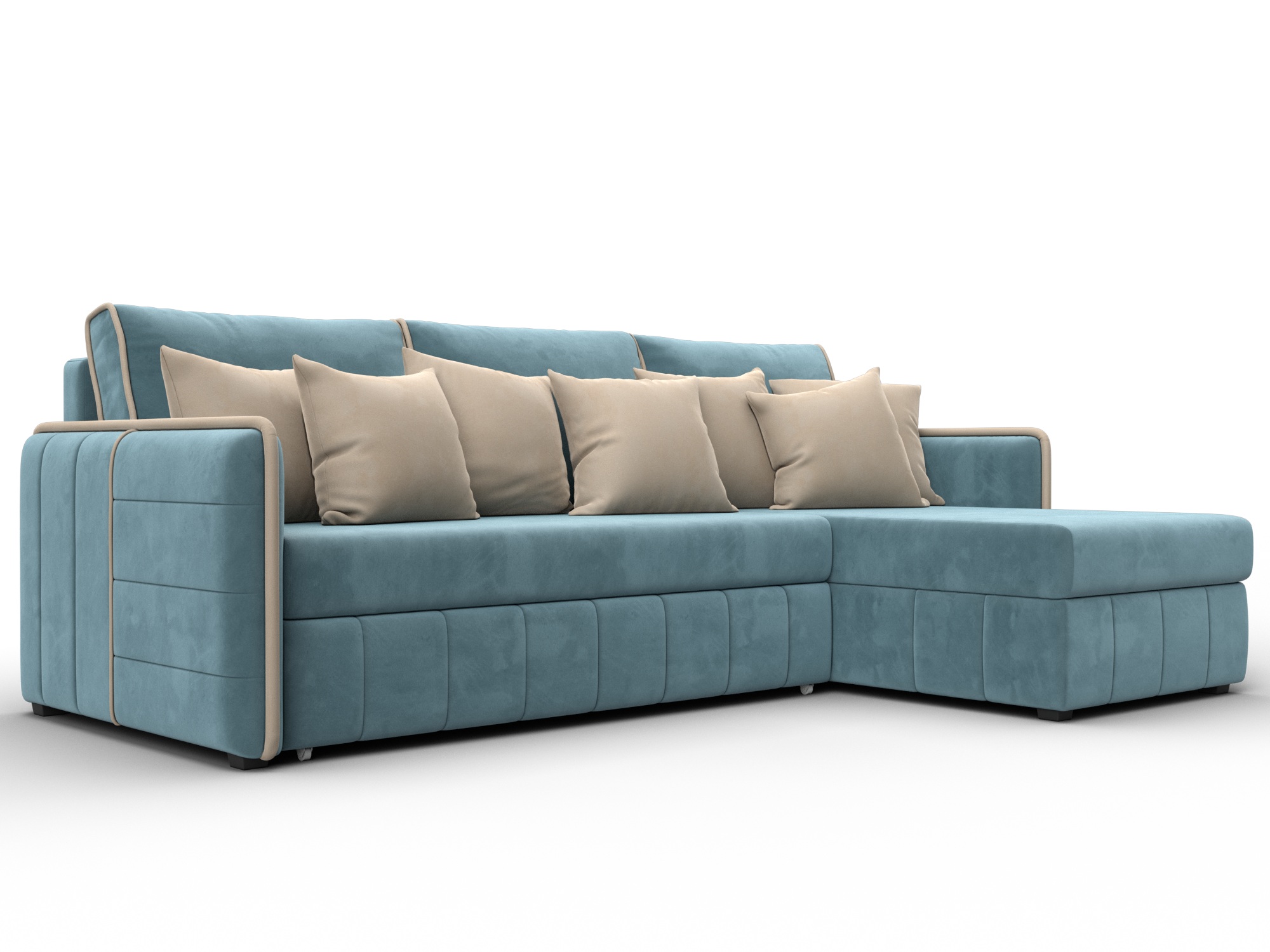 Диван угловой Лига-078 угол универсальный (seven 113 бирюзовый;seven 729 бежевый)