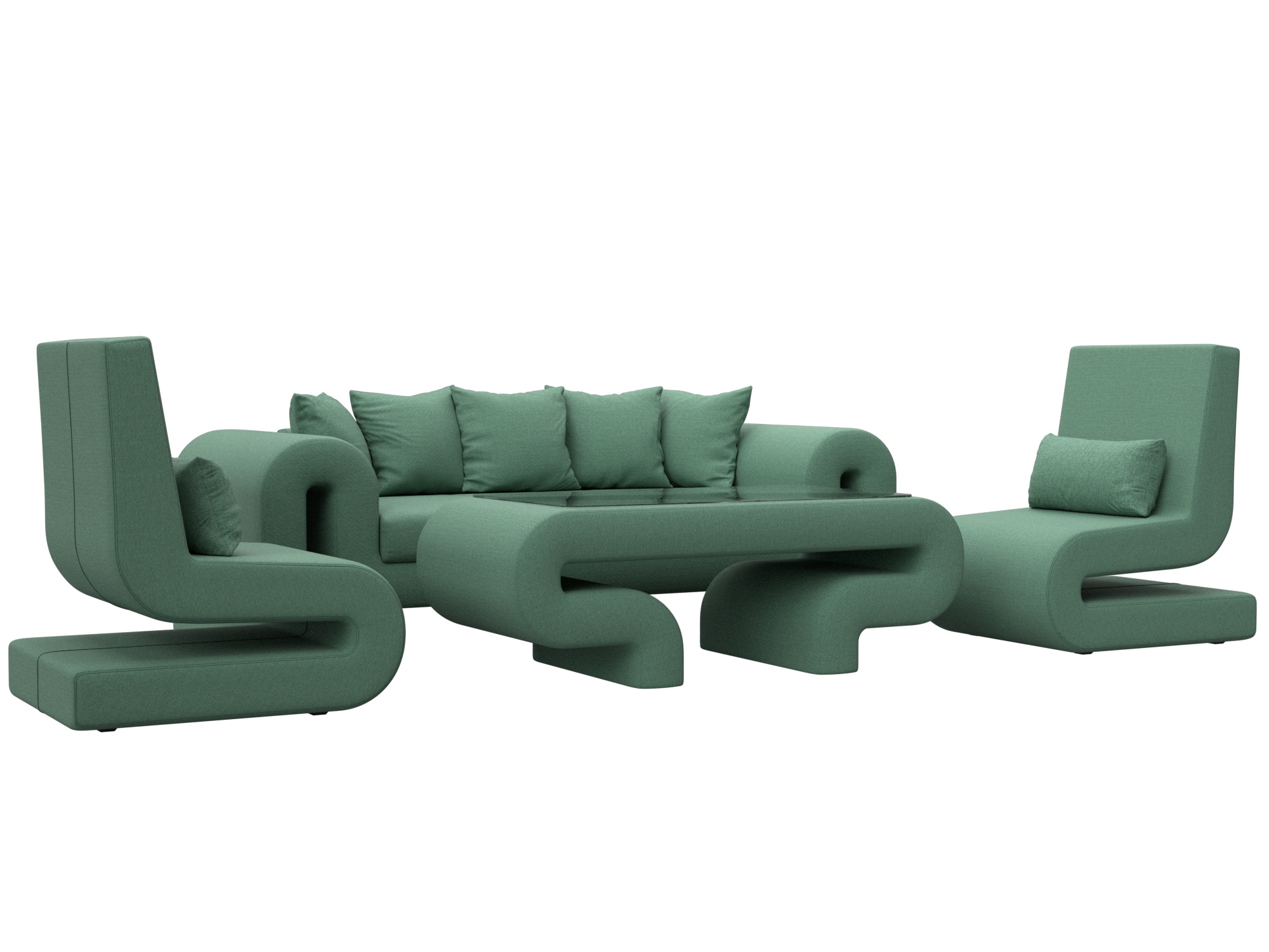 Набор Волна-2 (стол, диван, 2 кресла) (амур 11 зеленый)