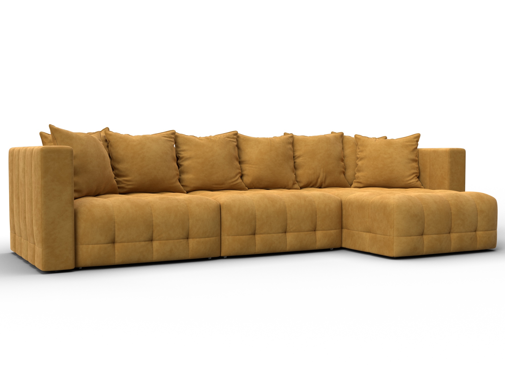 Диван угловой Лига-052 НПБ Лонг угол универсальный (brut 10 желтый)