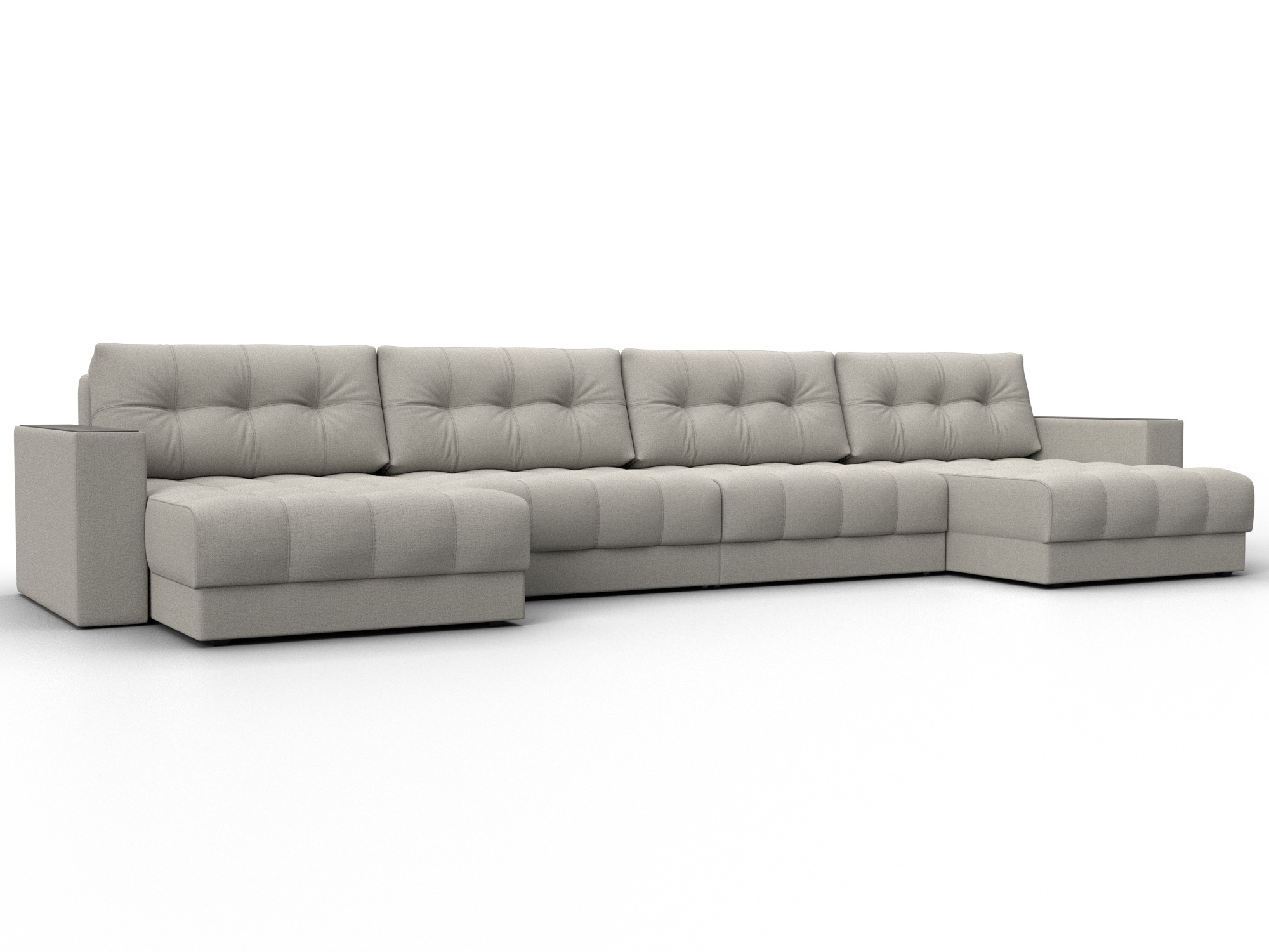 Диван П-образный с декором Лига-049 НПБ Лонг (амур 02 бежевый)