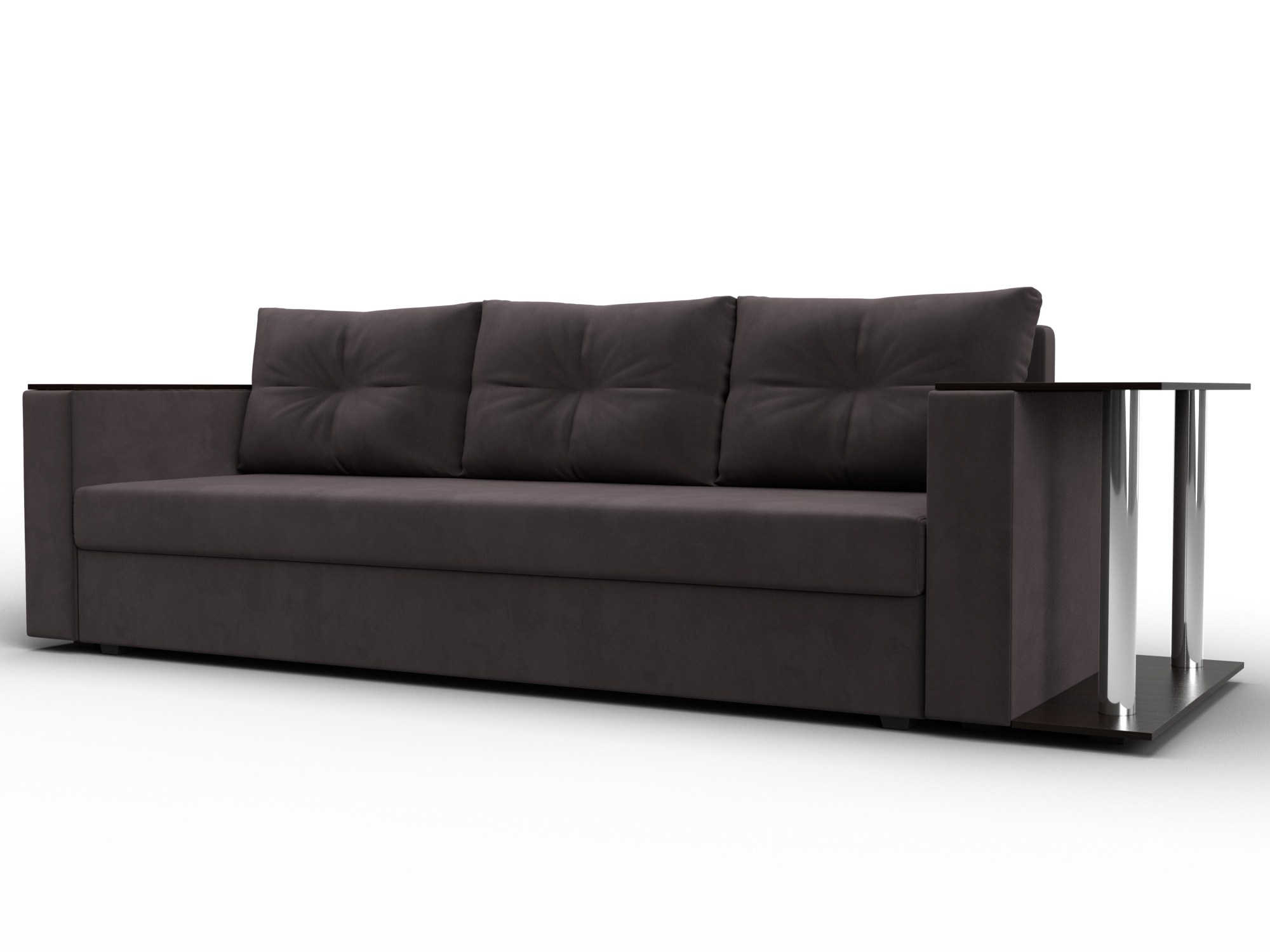 Диван прямой Атланта со столом справа (seven 727 коричневый)