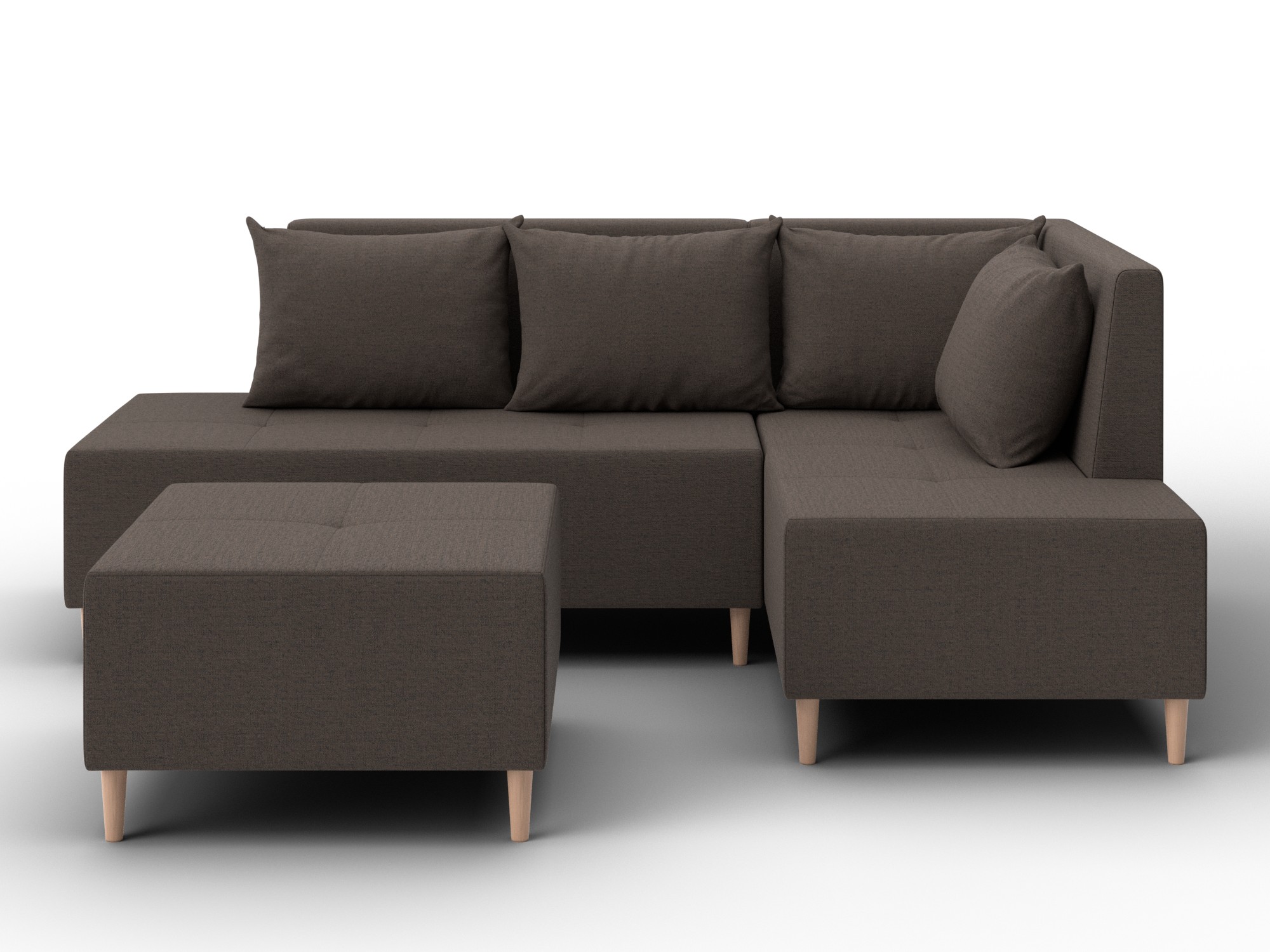 Диван угловой модульный с пуфом Лига-126 угол правый (амур 05 коричневый)