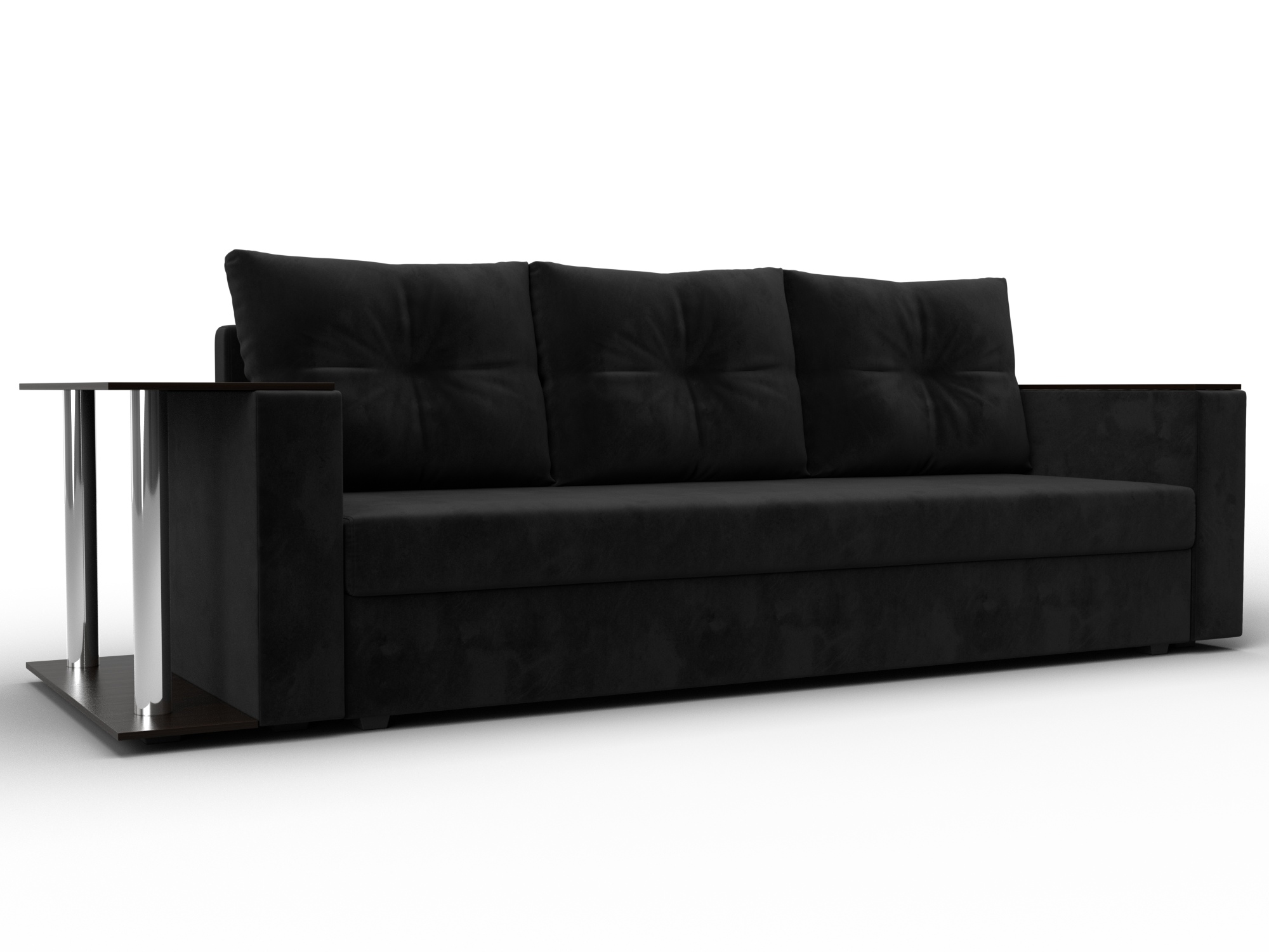 Диван прямой Атланта со столом слева (seven 35 черный)