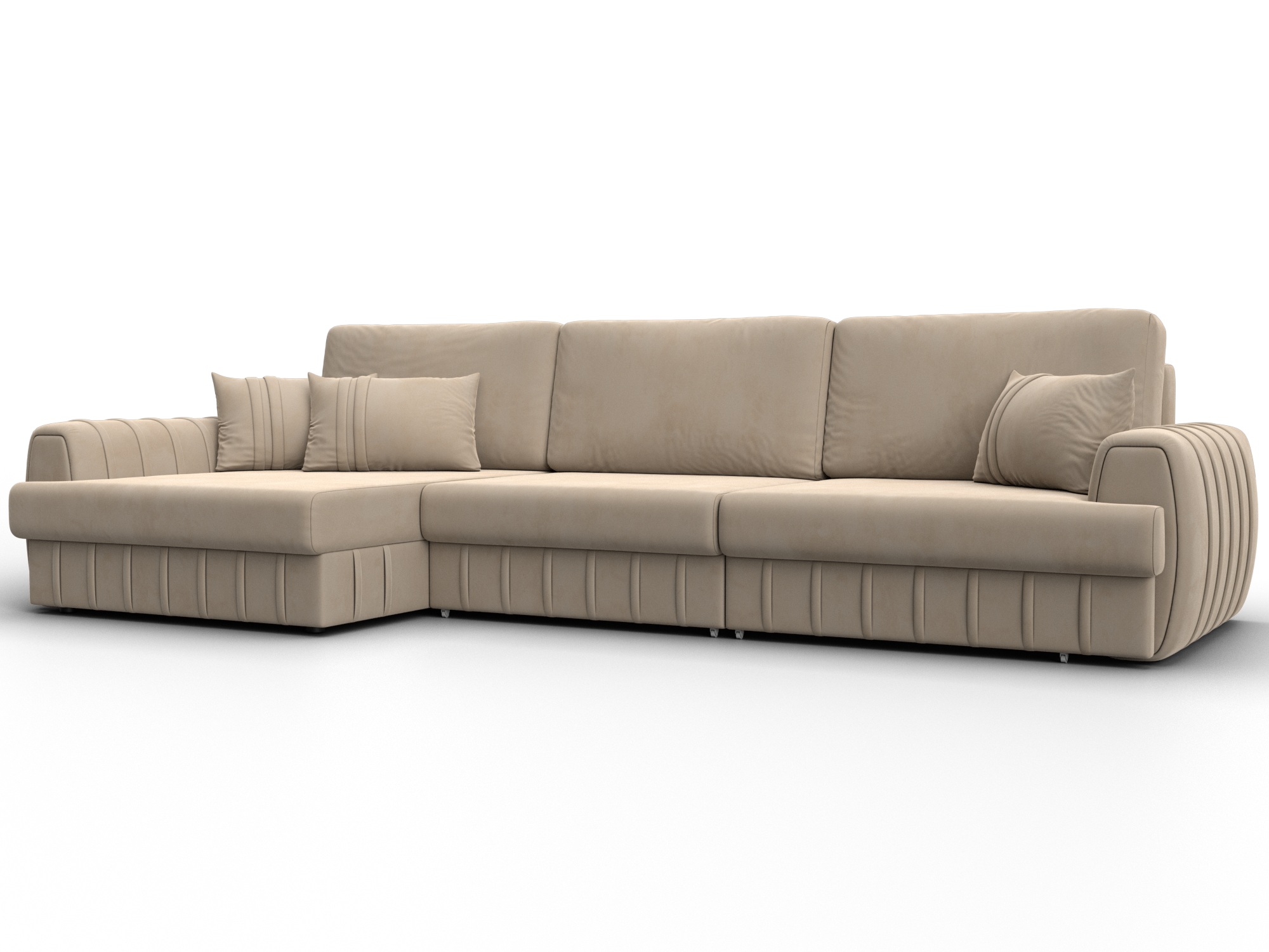 Диван угловой Лига-057 НПБ Лонг угол левый (seven 729 бежевый)