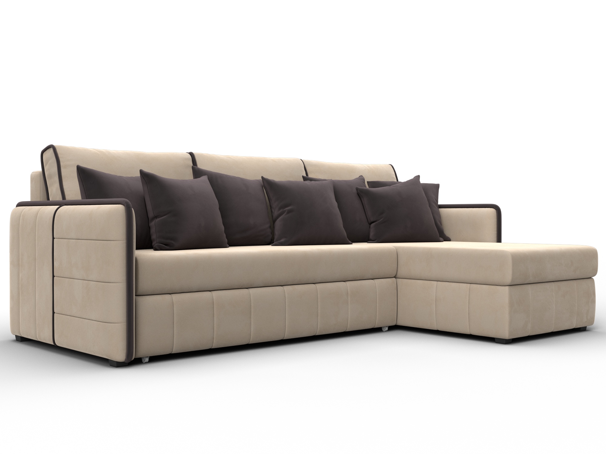 Диван угловой Лига-078 угол универсальный (seven 729 бежевый;seven 727 коричневый)