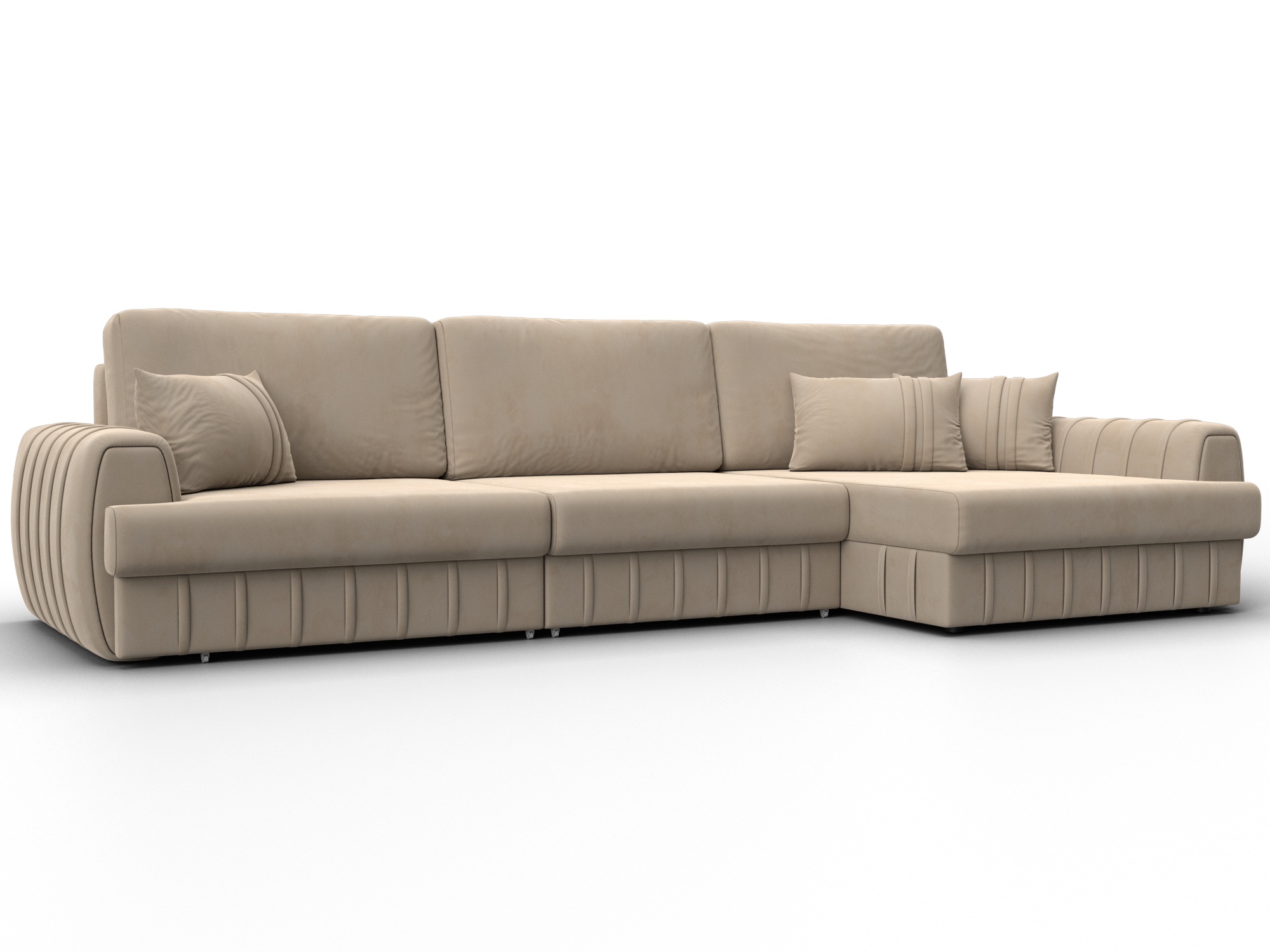 Диван угловой Лига-057 НПБ Лонг угол правый (seven 729 бежевый)