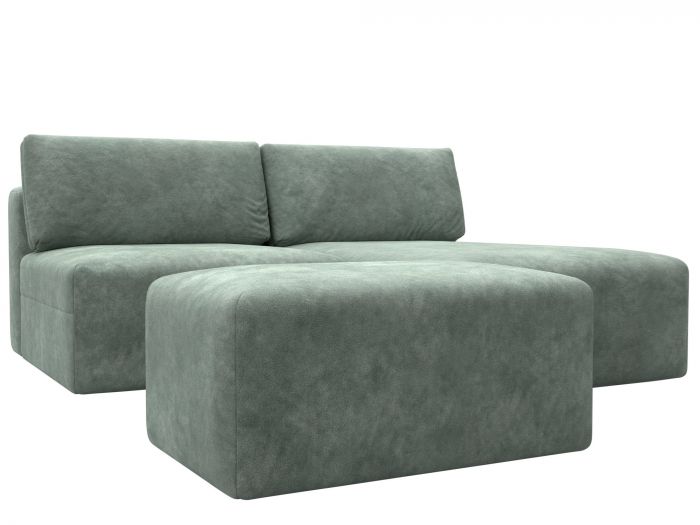 Диван угловой модульный с пуфом Лига-060 НПБ угол универсальный (brut 08 зеленый)