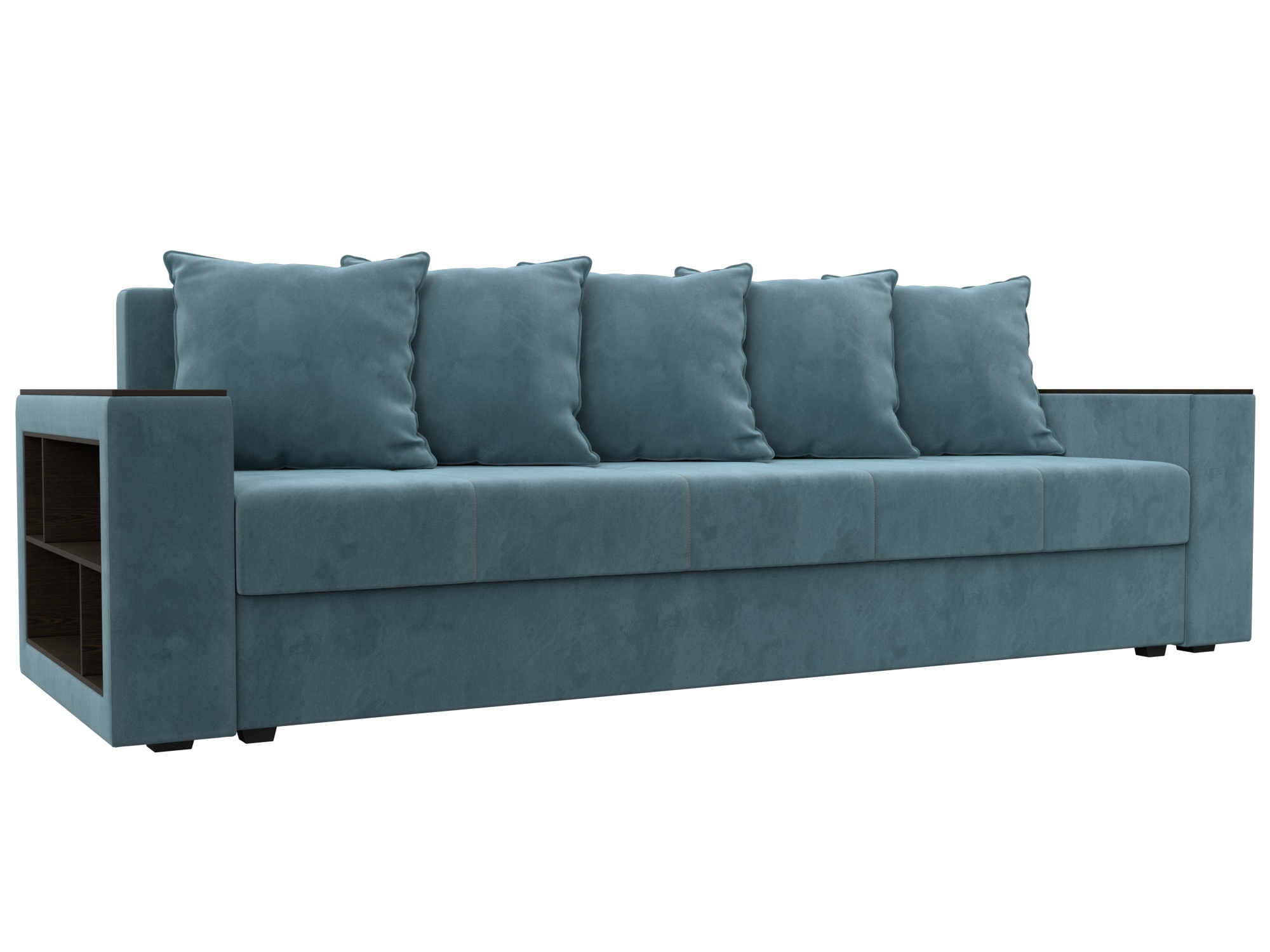 Диван прямой Дубай Лайт полки слева (бирюзовый)