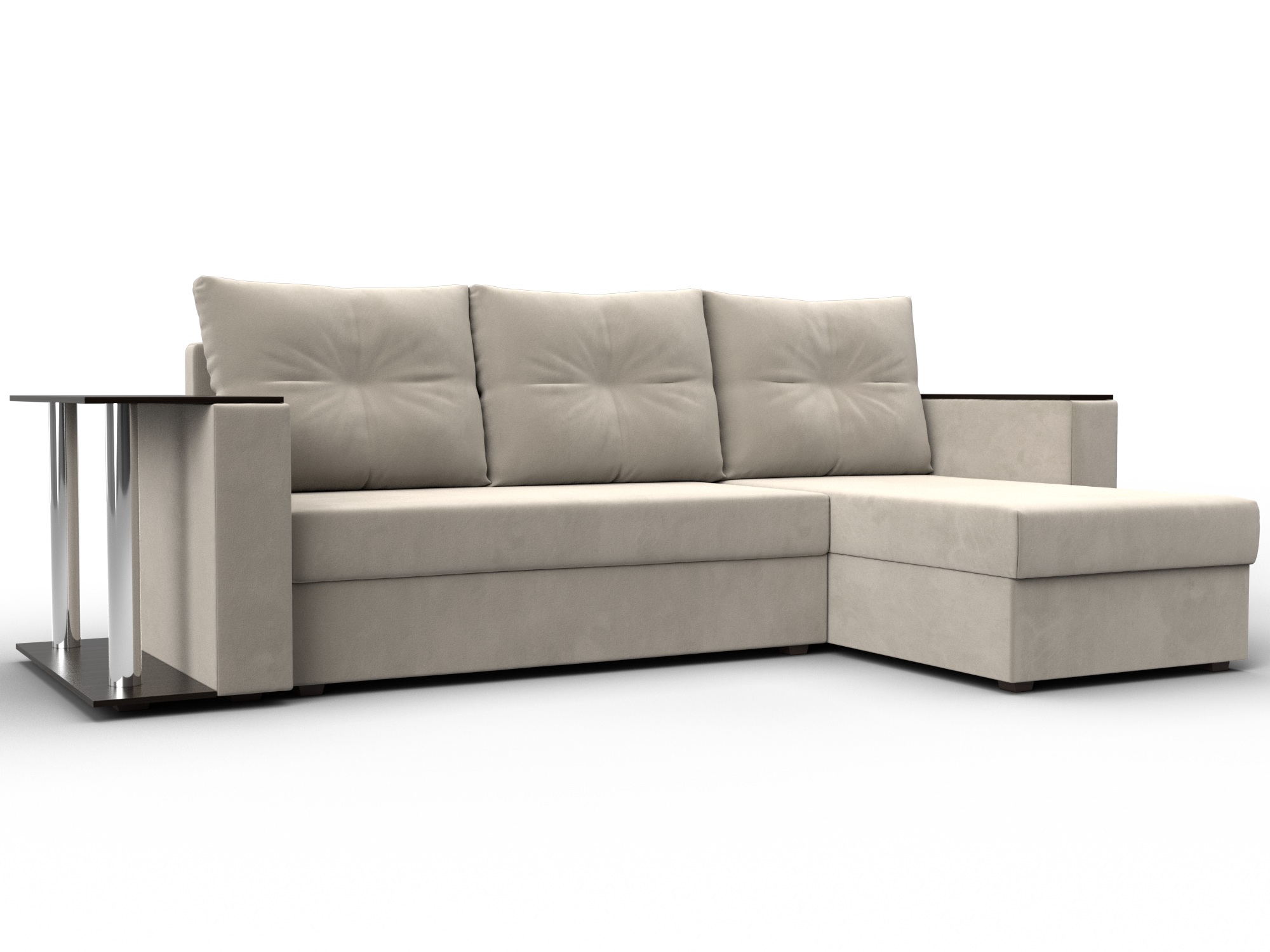 Диван угловой Атланта со столом правый угол (бежевый)