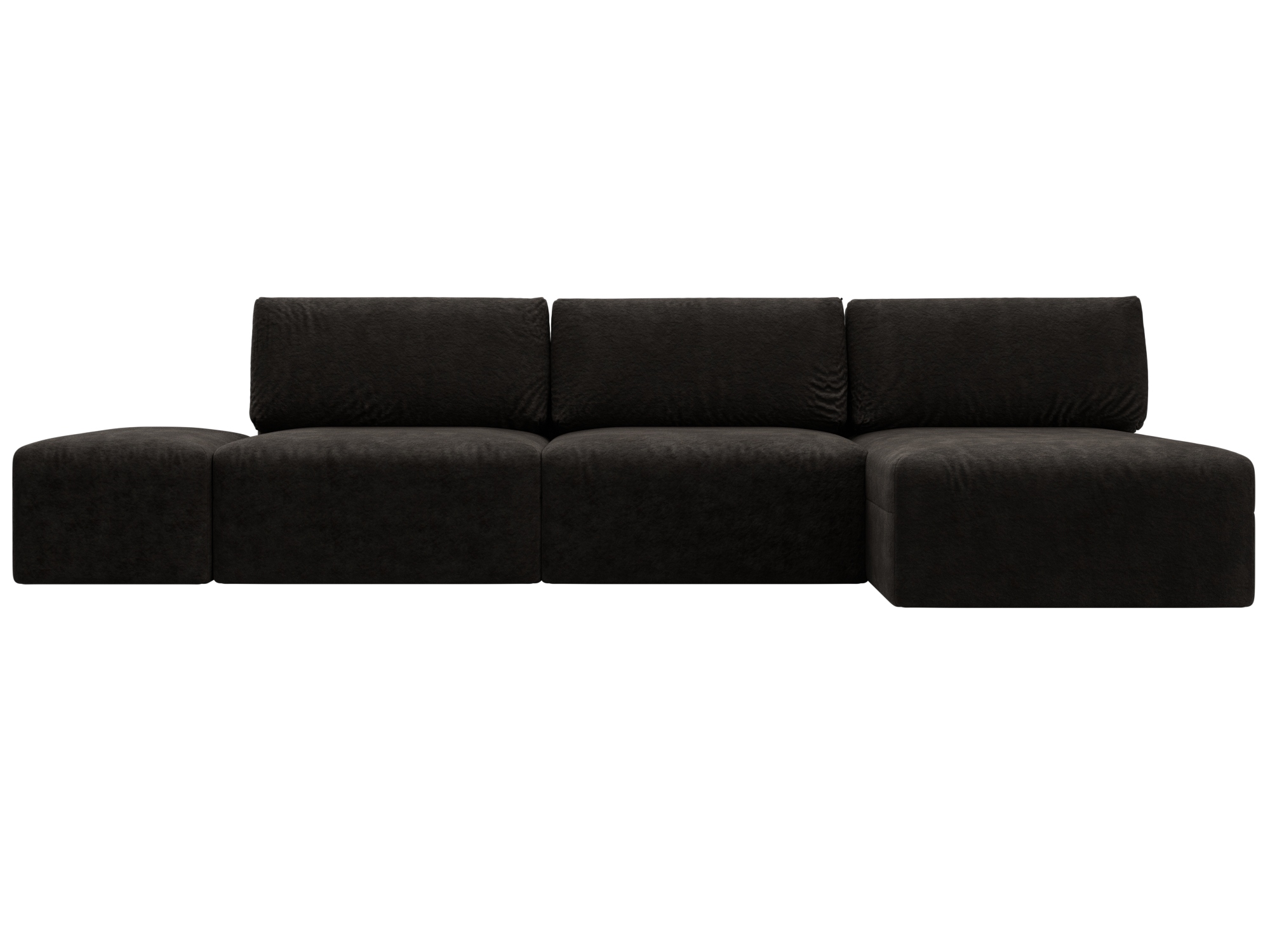 Диван угловой модульный с пуфом Лига-060 НПБ Лонг угол универсальный (brut 17 коричневый)