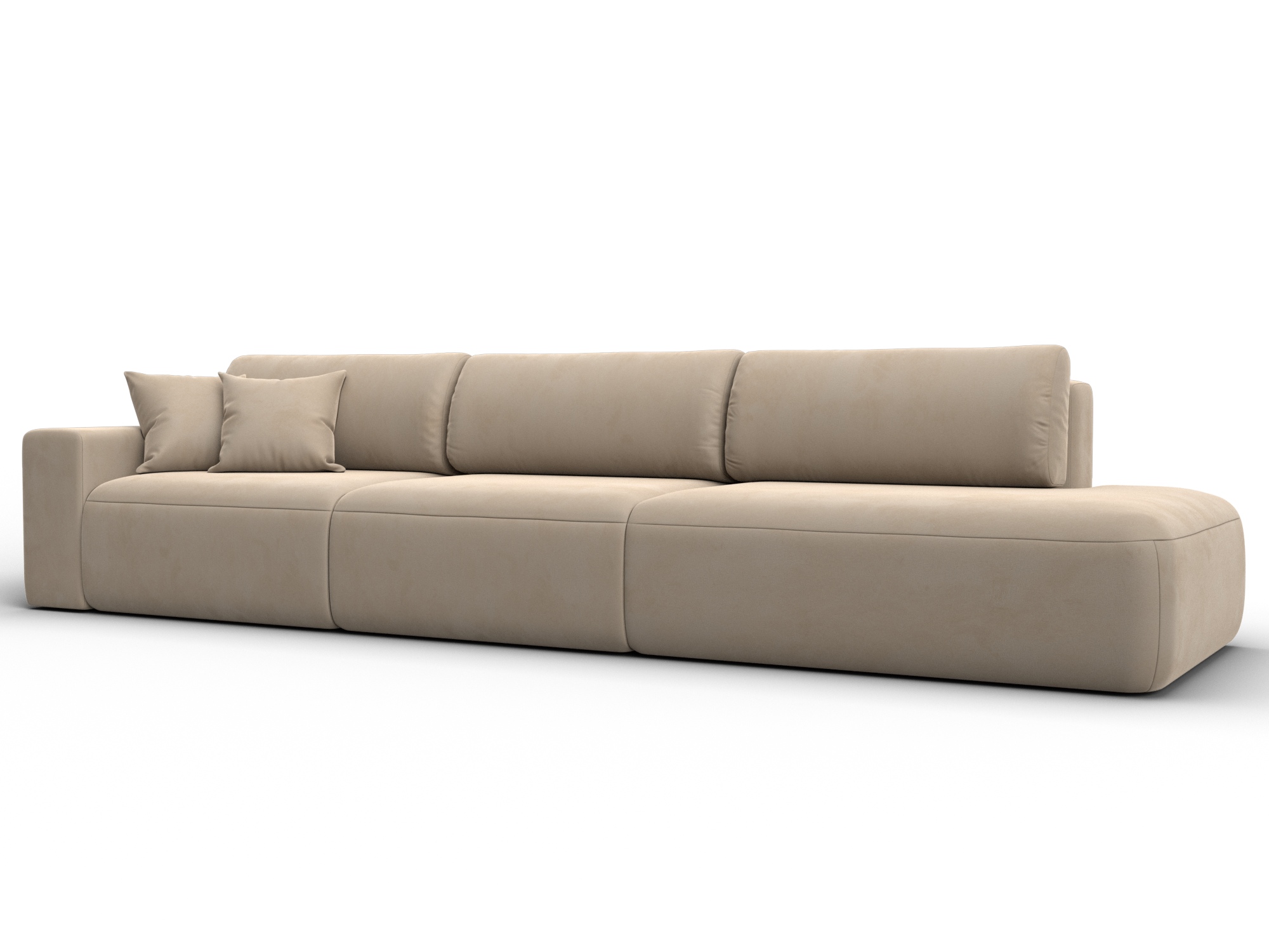 Диван прямой Лига-036 НПБ Модерн Лонг подлокотник слева (seven 729 бежевый)