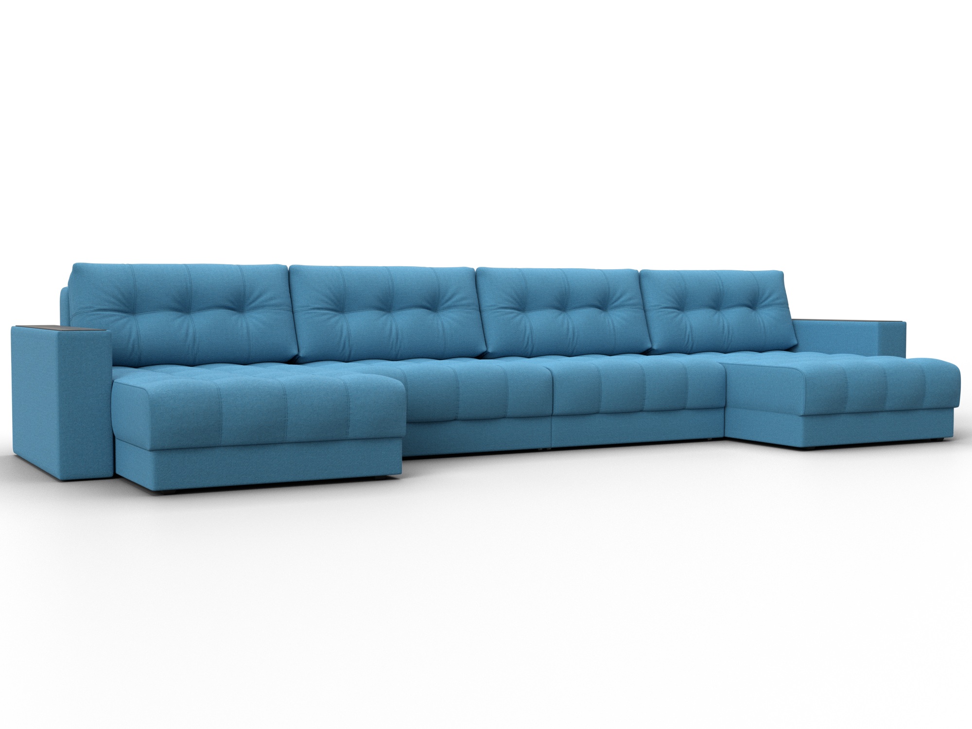 Диван П-образный с декором Лига-049 НПБ Лонг (амур 10 голубой)