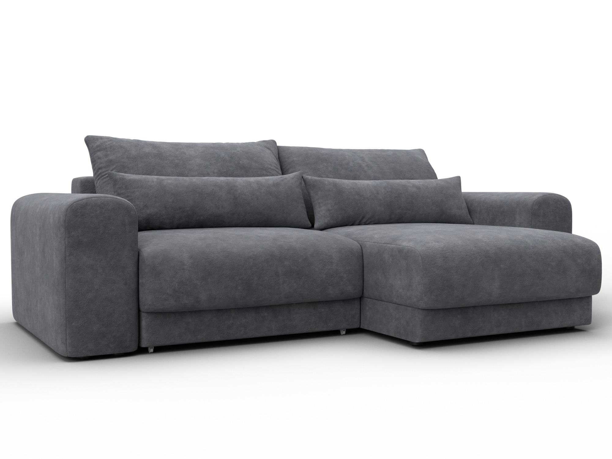 Диван угловой Лига-056 НПБ угол универсальный (brut 16 темно-серый)