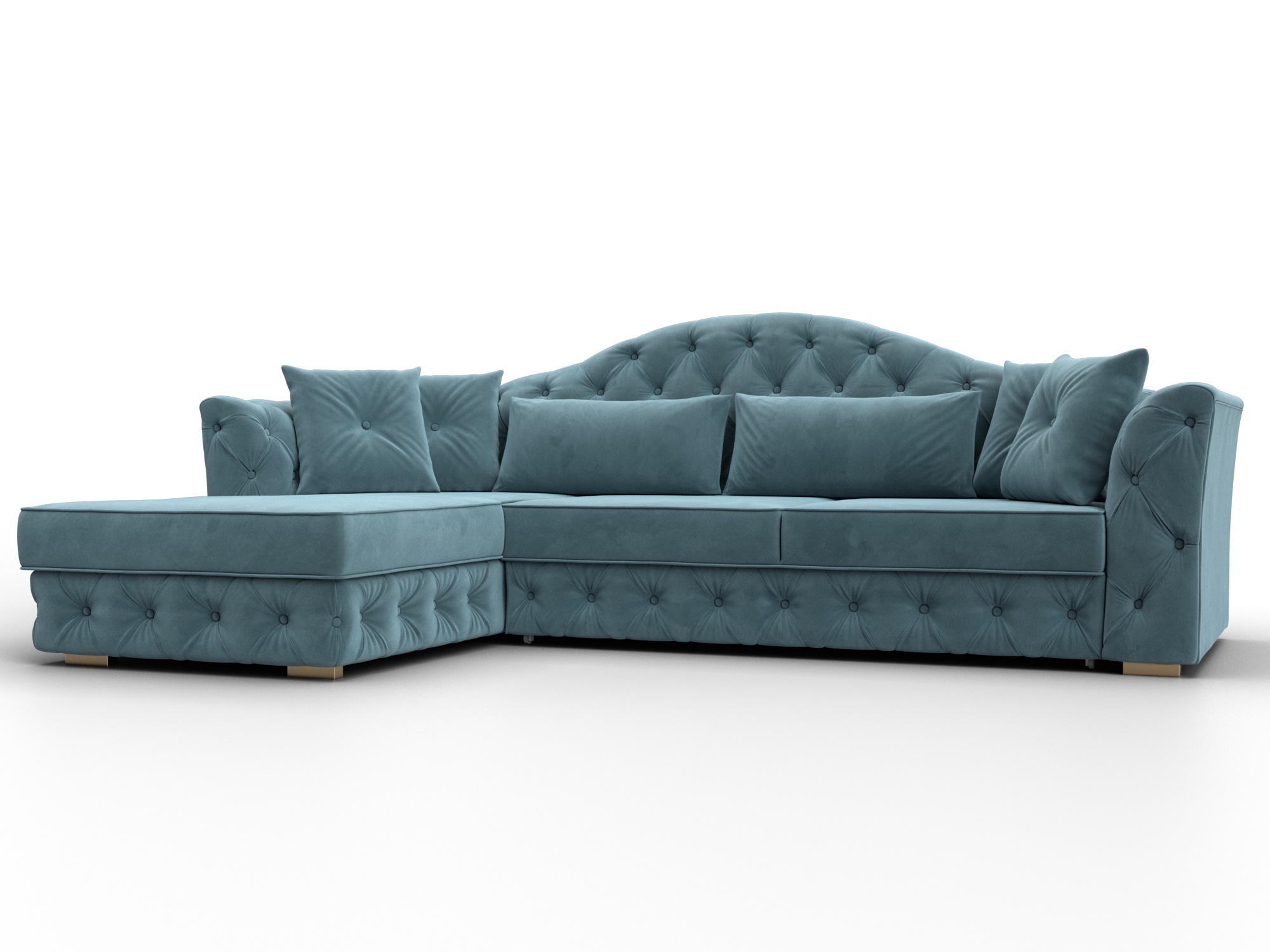 Диван угловой Артис левый угол (seven 113 бирюзовый)