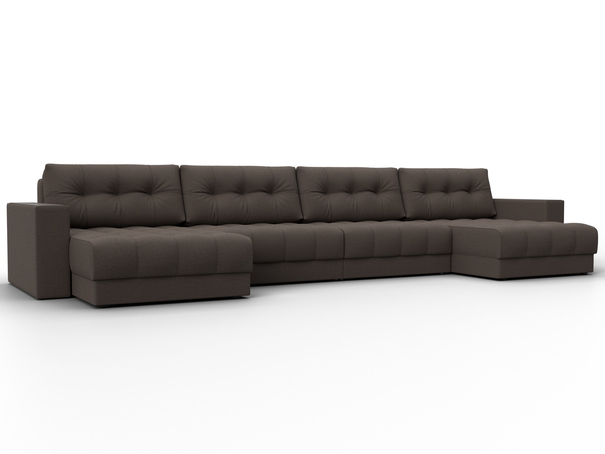 Диван П-образный с декором Лига-049 НПБ Лонг (амур 05 коричневый)