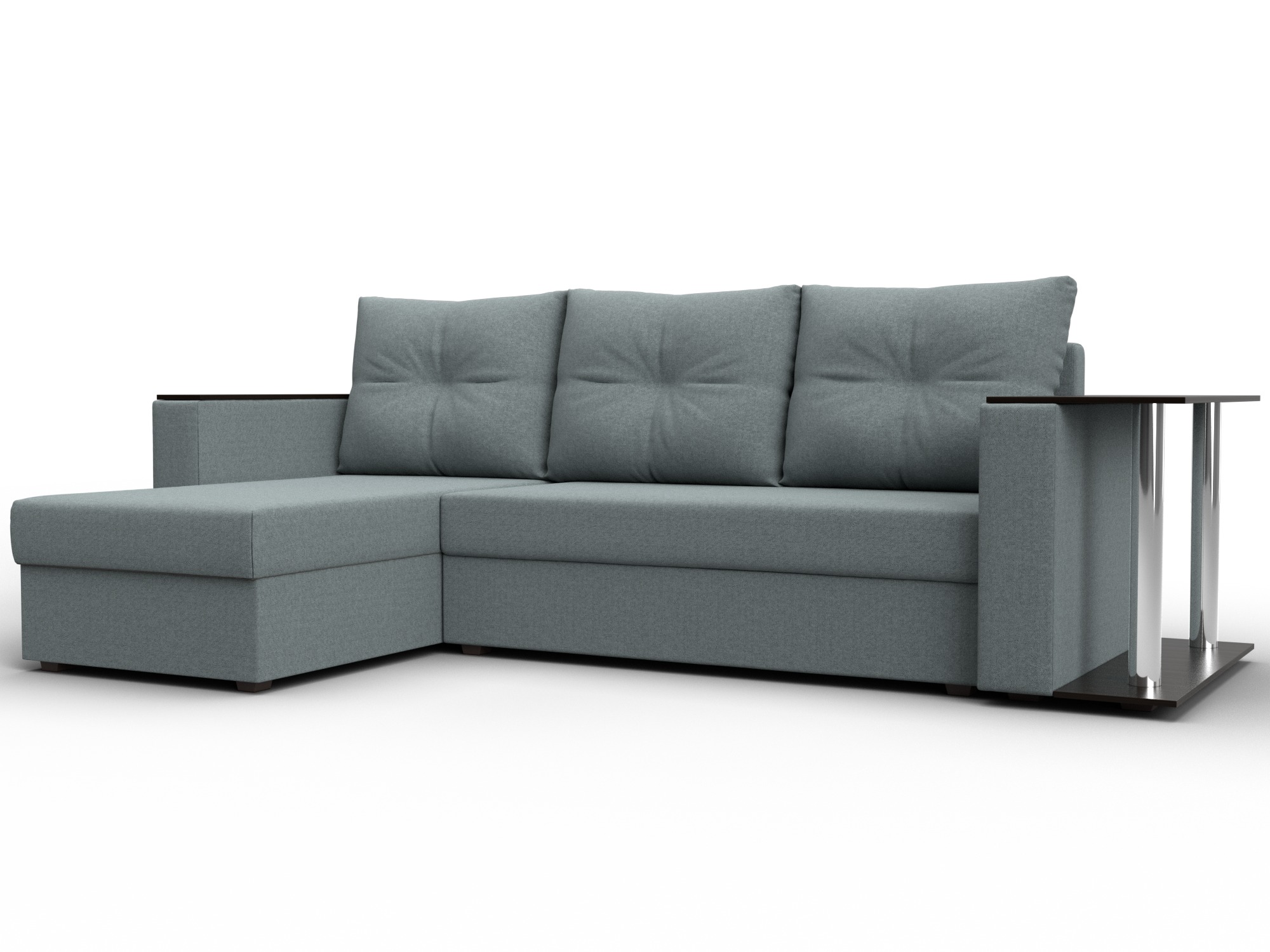 Диван угловой Атланта со столом левый угол (амур 07 серый)