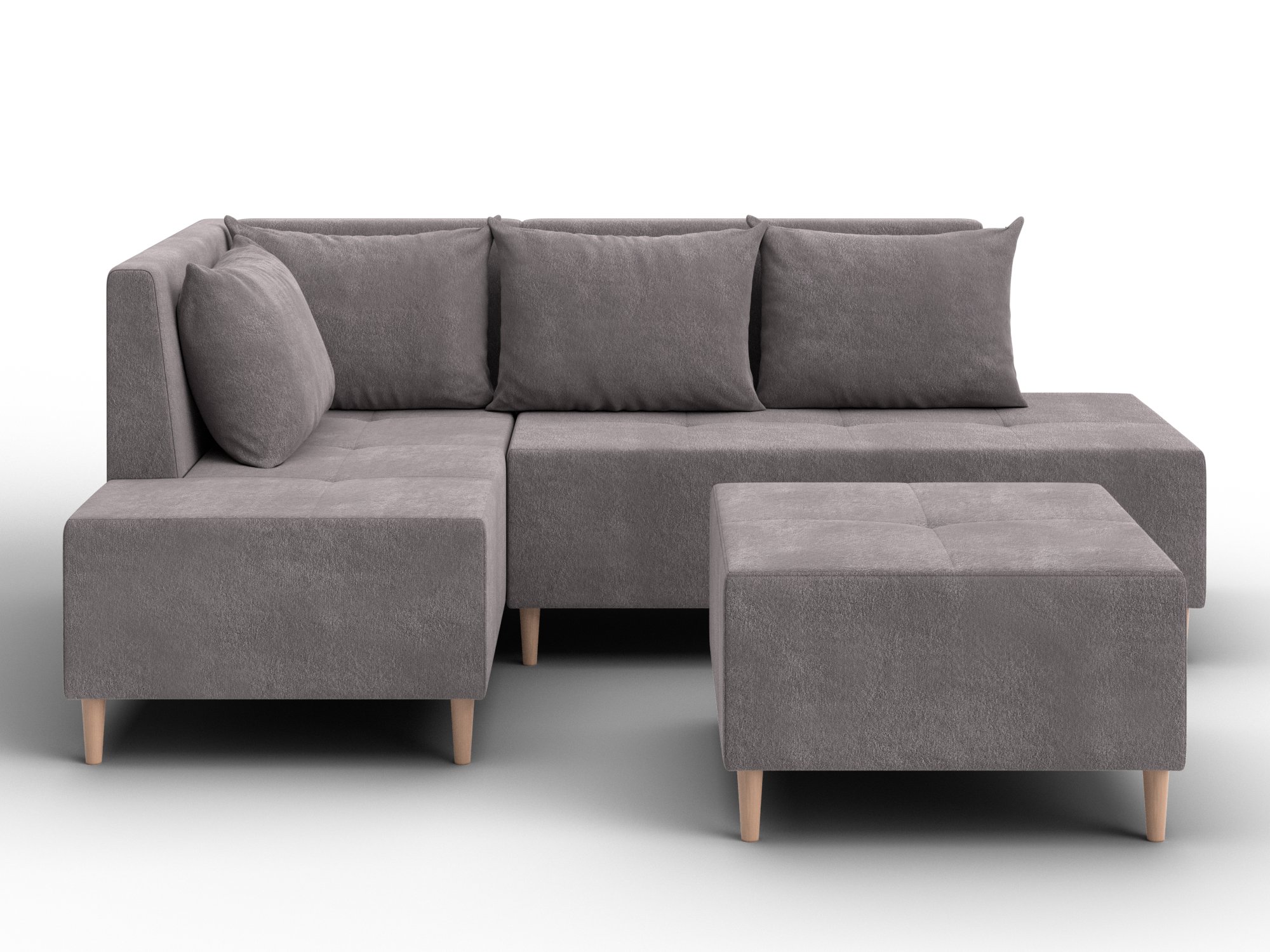 Диван угловой модульный с пуфом Лига-126 угол левый (laim 04 бежевый)