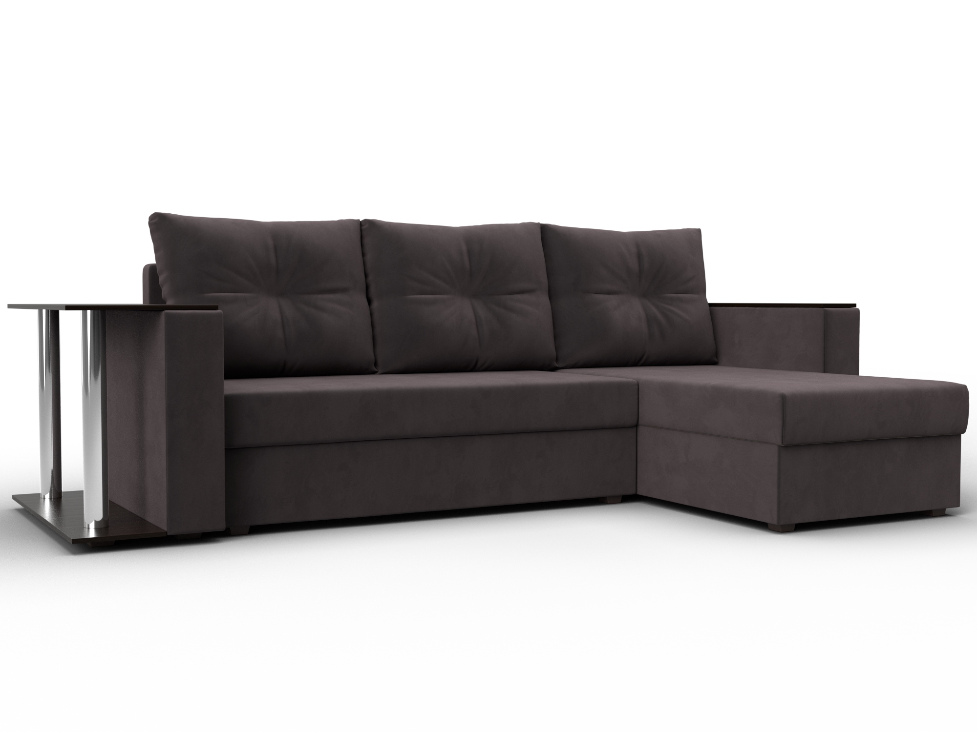 Диван угловой Атланта со столом правый угол (seven 727 коричневый)