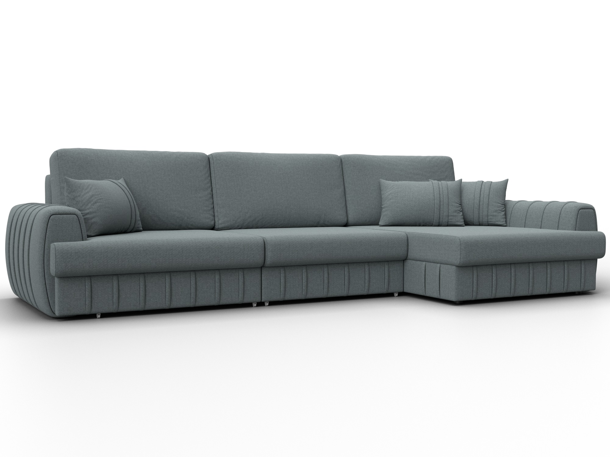 Диван угловой Лига-057 НПБ Лонг угол правый (амур 07 серый)