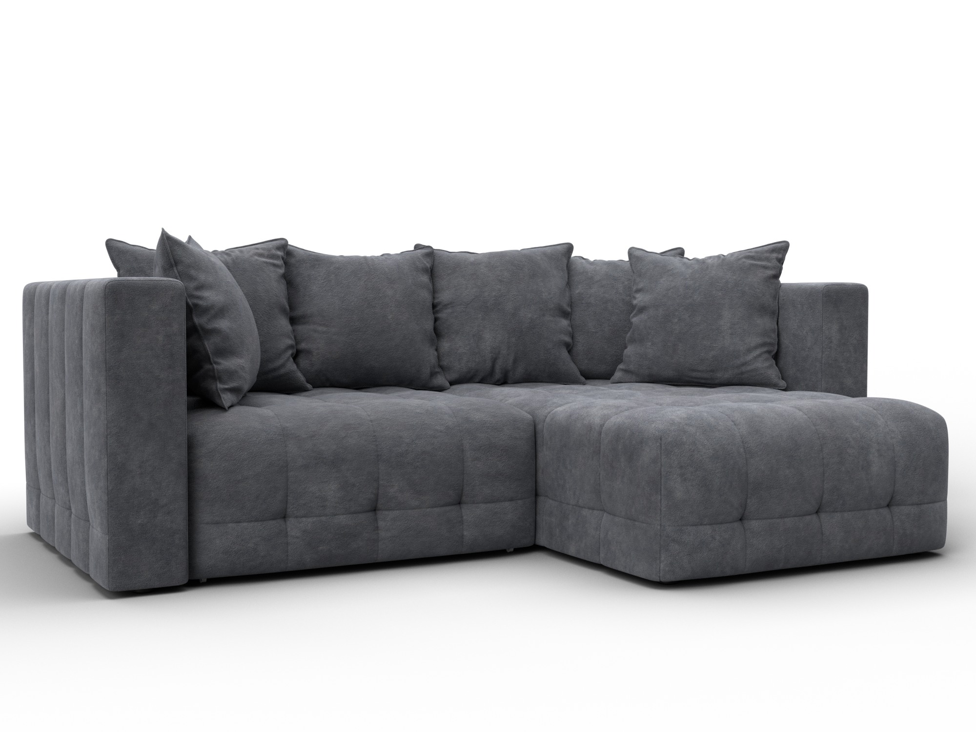 Диван угловой Лига-052 НПБ угол универсальный (brut 16 темно-серый)