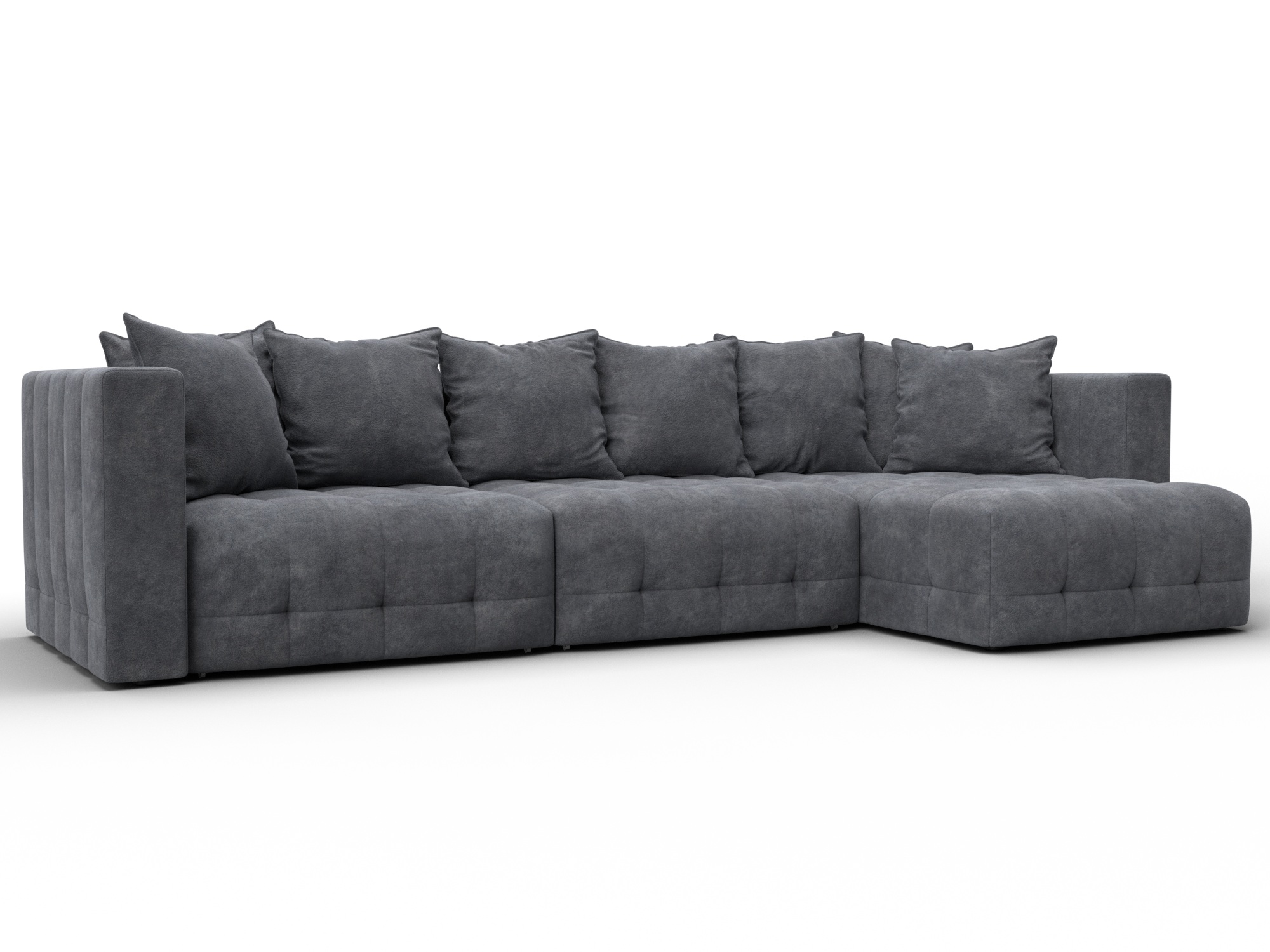 Диван угловой Лига-052 НПБ Лонг угол универсальный (brut 16 темно-серый)