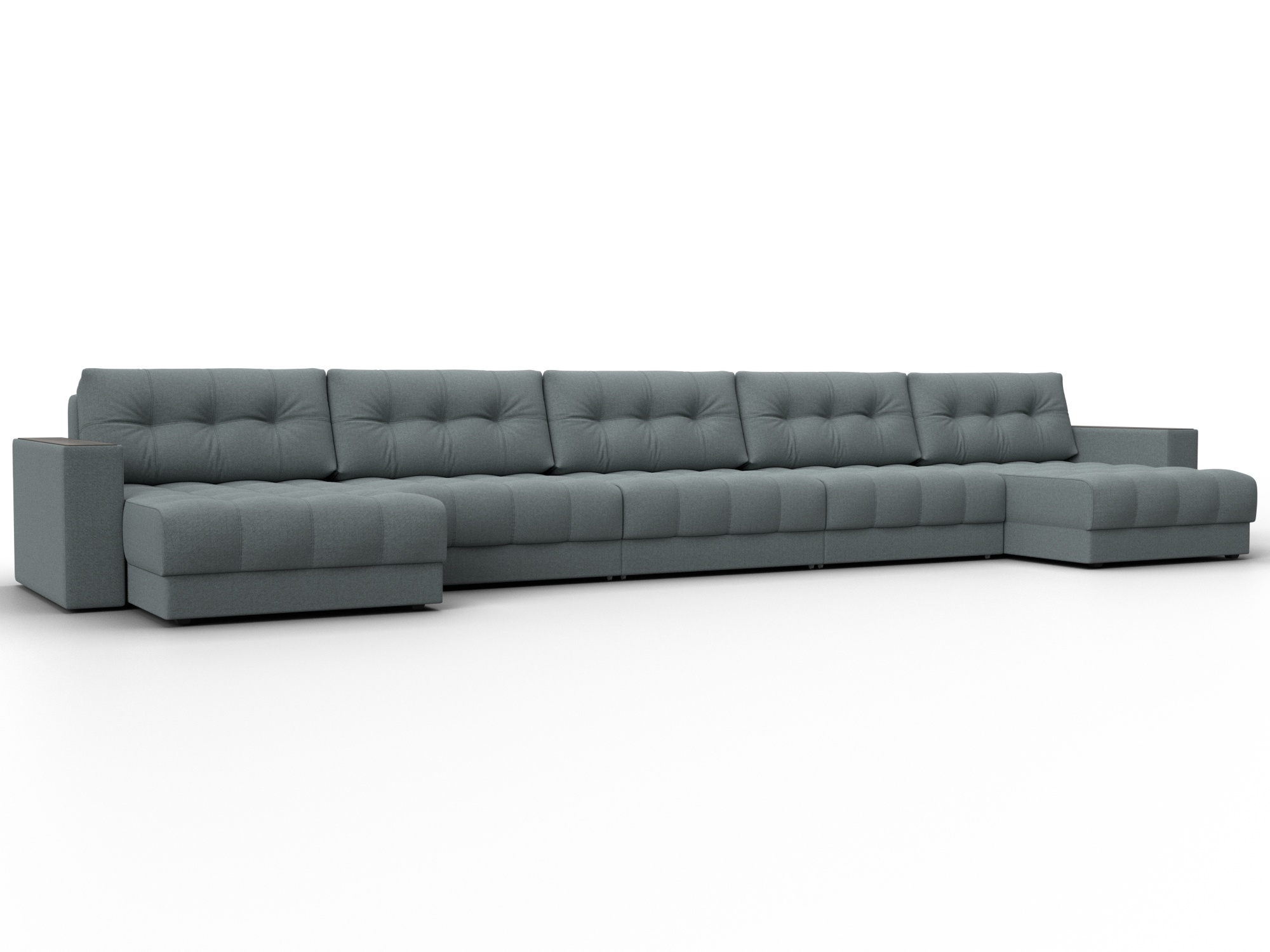 Диван П-образный с декором Лига-049 НПБ Мегалонг (амур 07 серый)