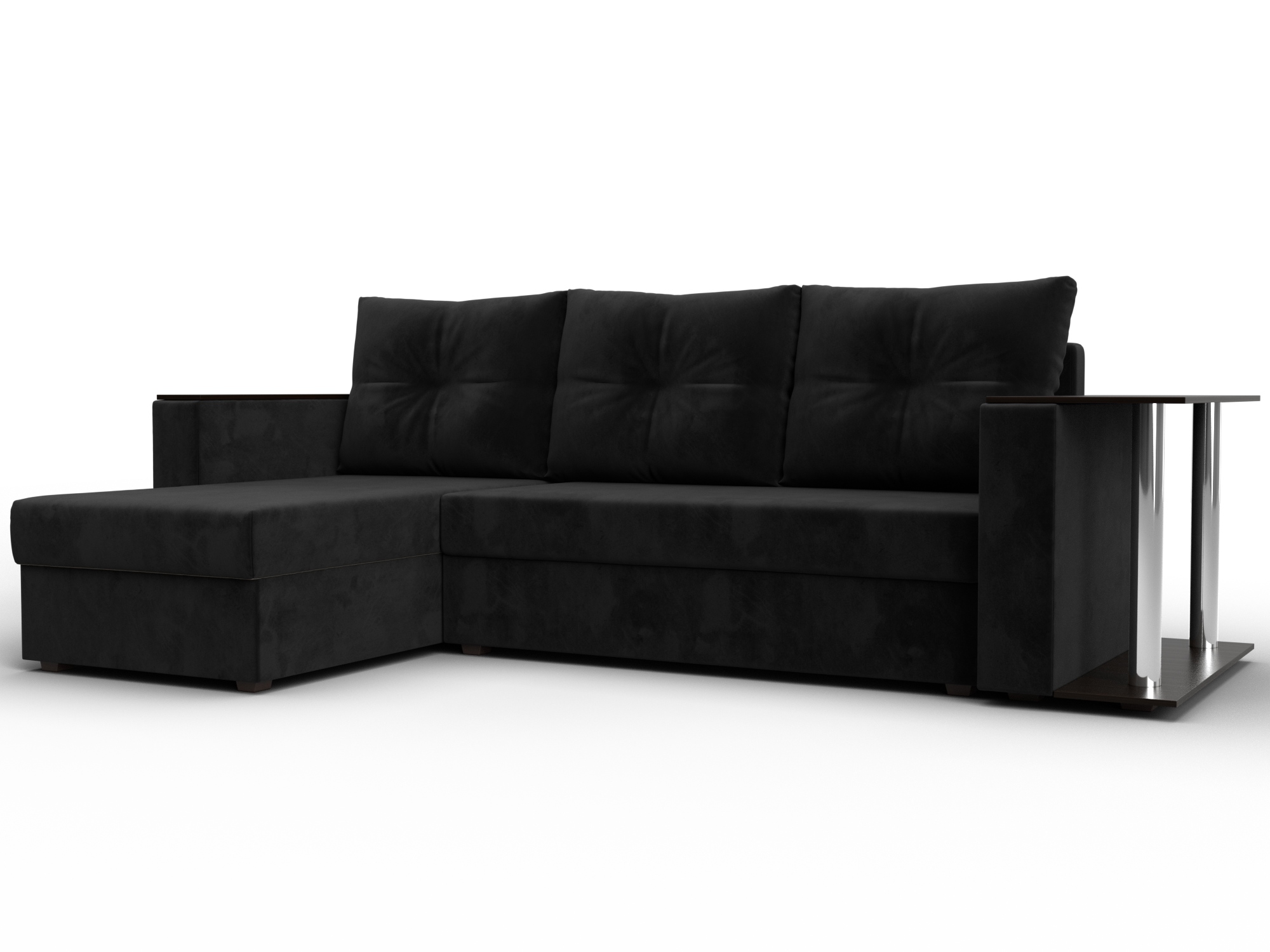 Диван угловой Атланта со столом левый угол (seven 35 черный)