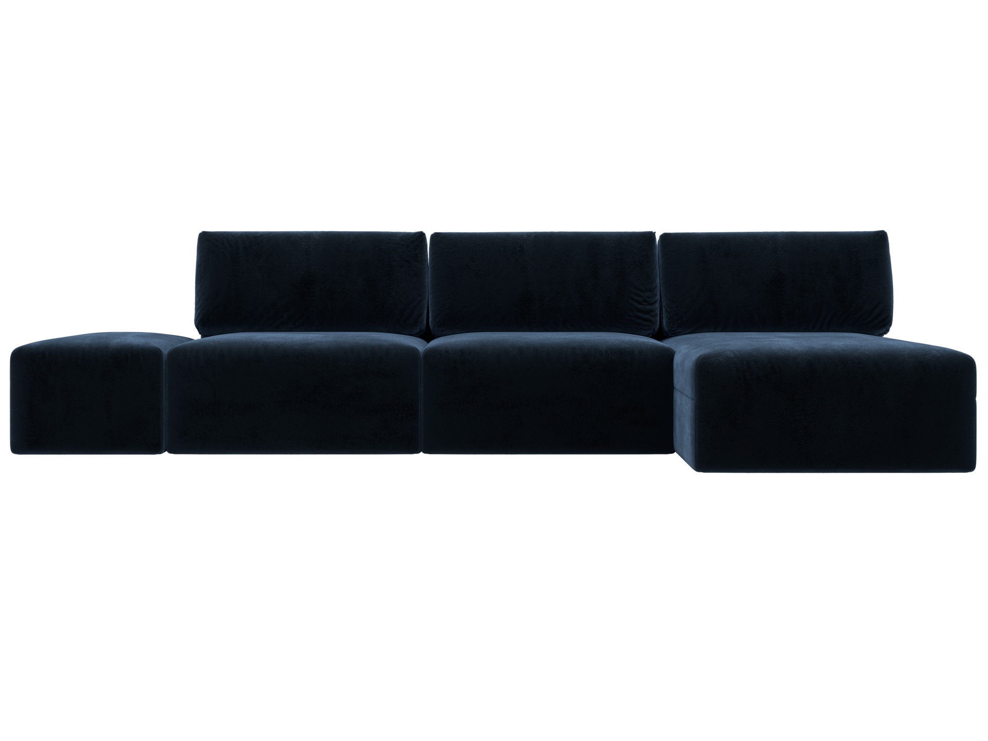 Диван угловой модульный с пуфом Лига-060 НПБ Лонг угол универсальный (tower 13 синий)