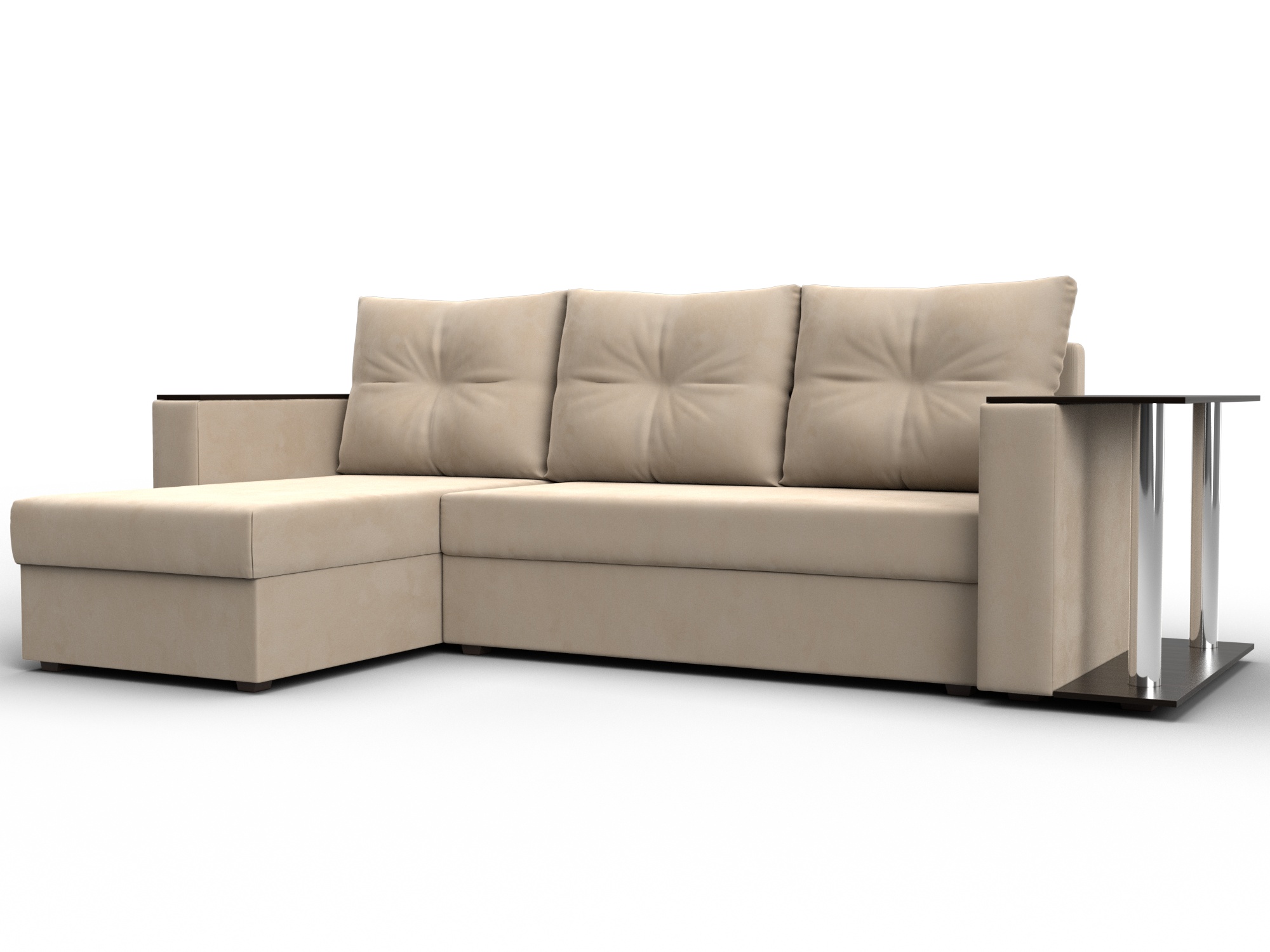 Диван угловой Атланта со столом левый угол (seven 729 бежевый)