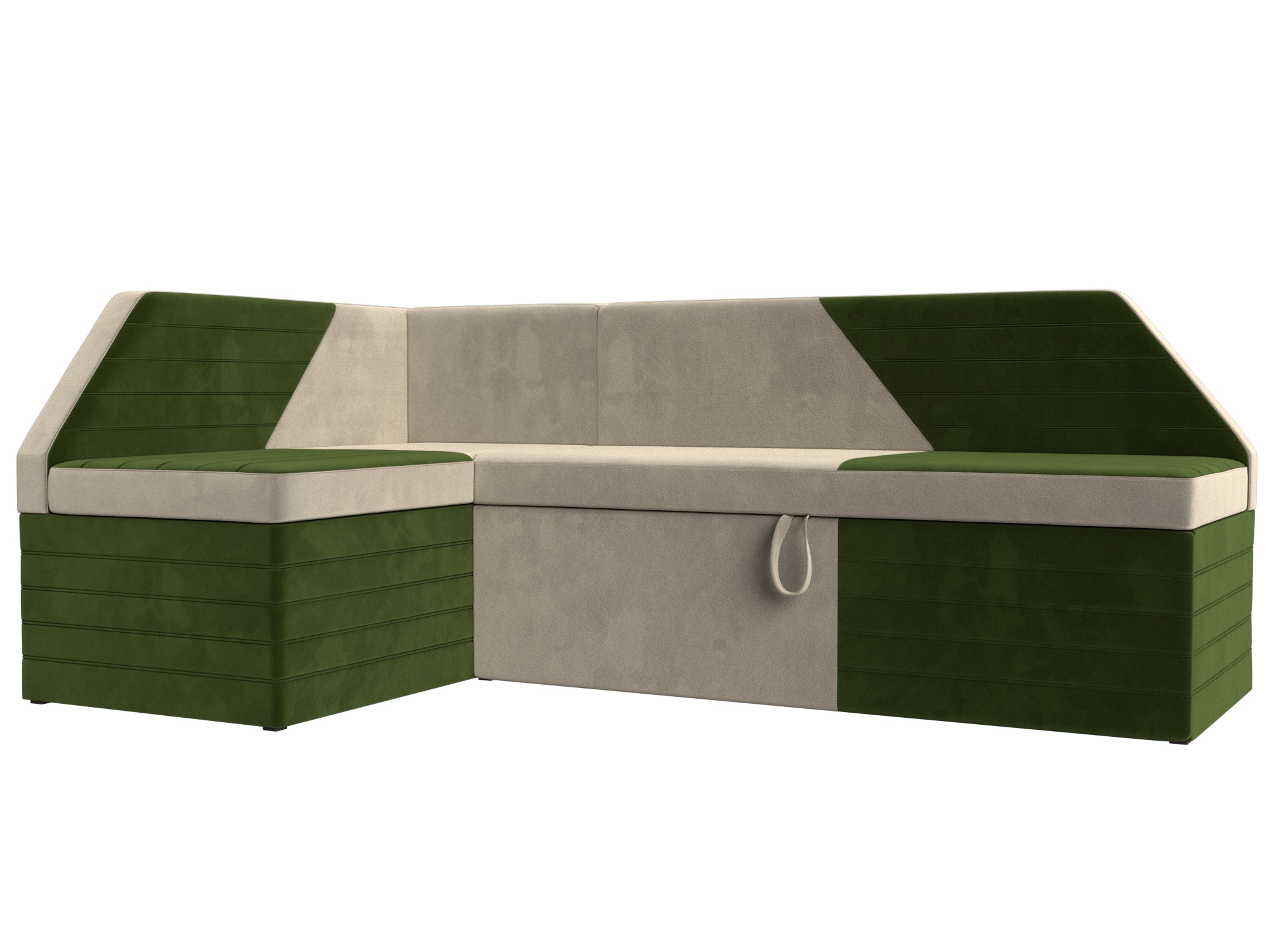 Диван кухонный угловой Дуглас левый угол (бежевый\зеленый)