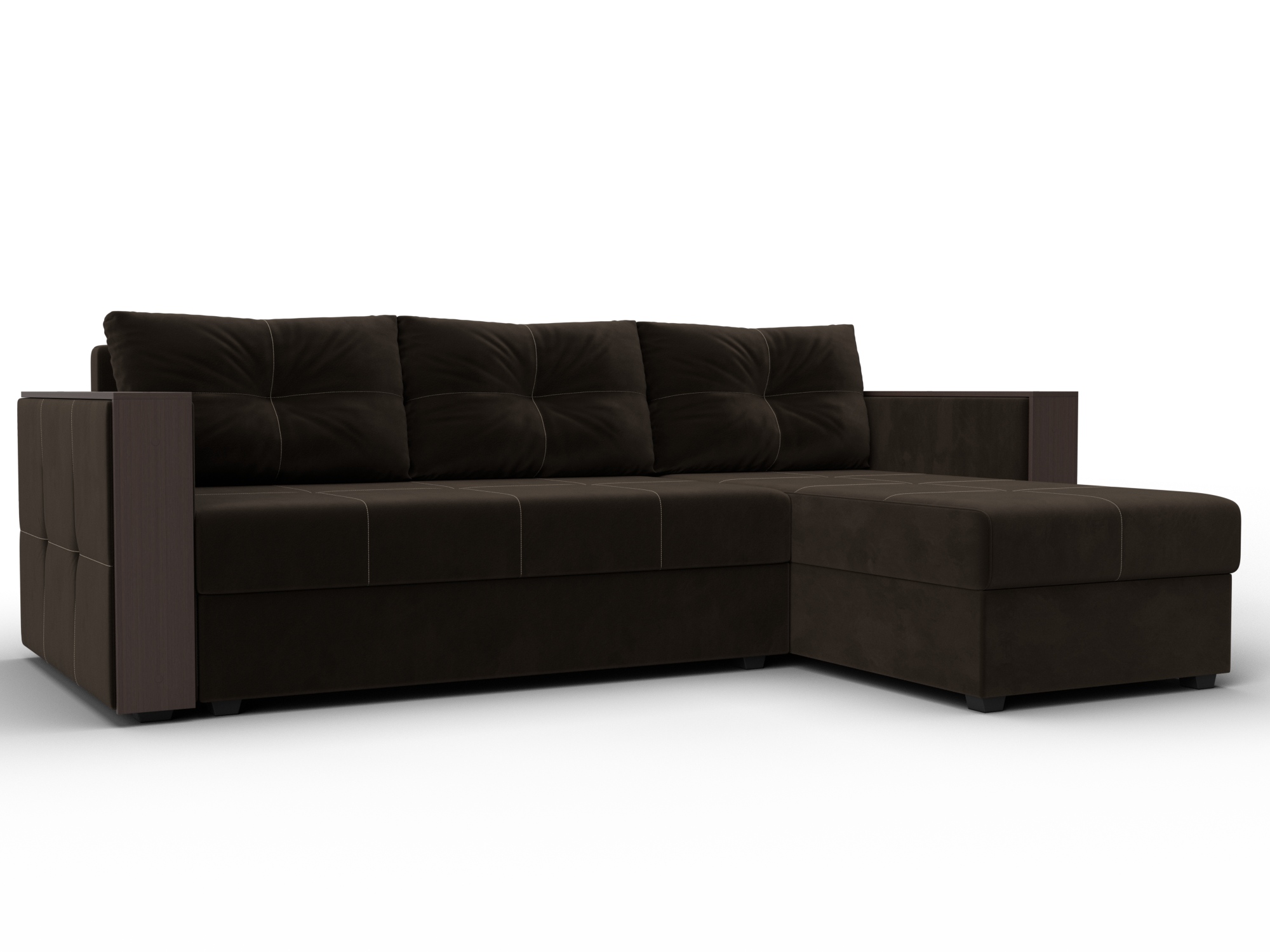 Диван угловой Валенсия Лайт правый угол (коричневый)