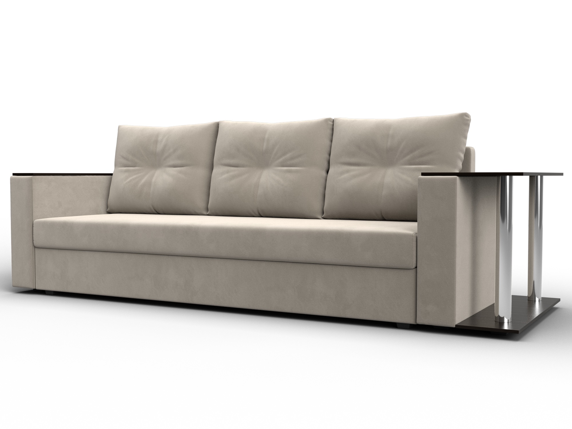 Диван прямой Атланта со столом справа (бежевый)