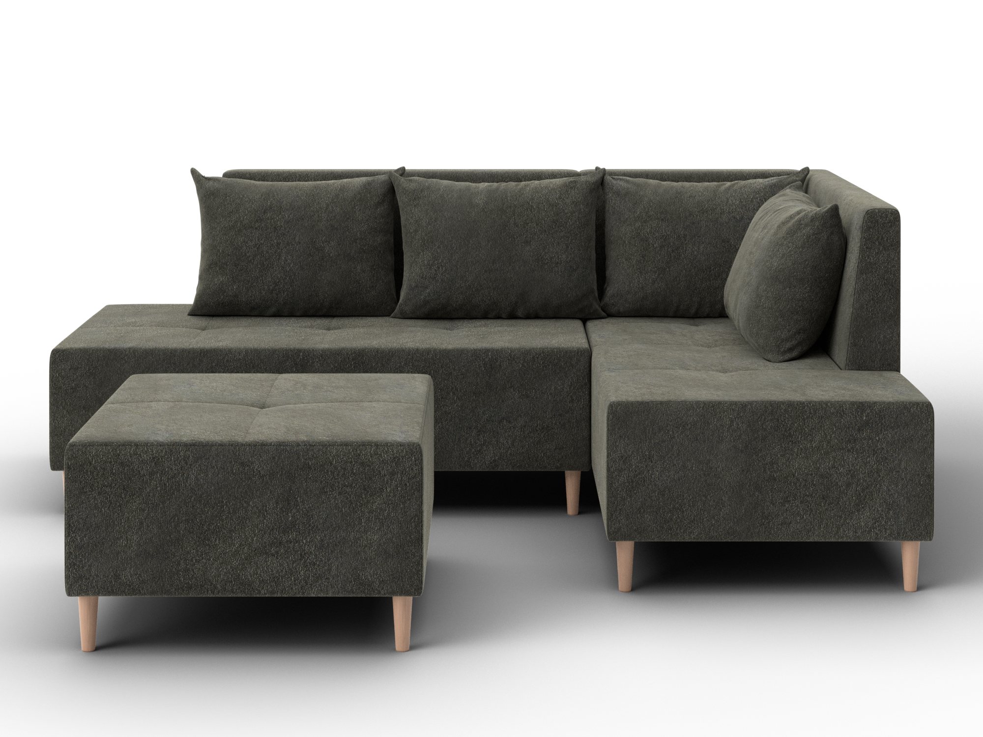 Диван угловой модульный с пуфом Лига-126 угол правый (laim 10 темно-коричневый)