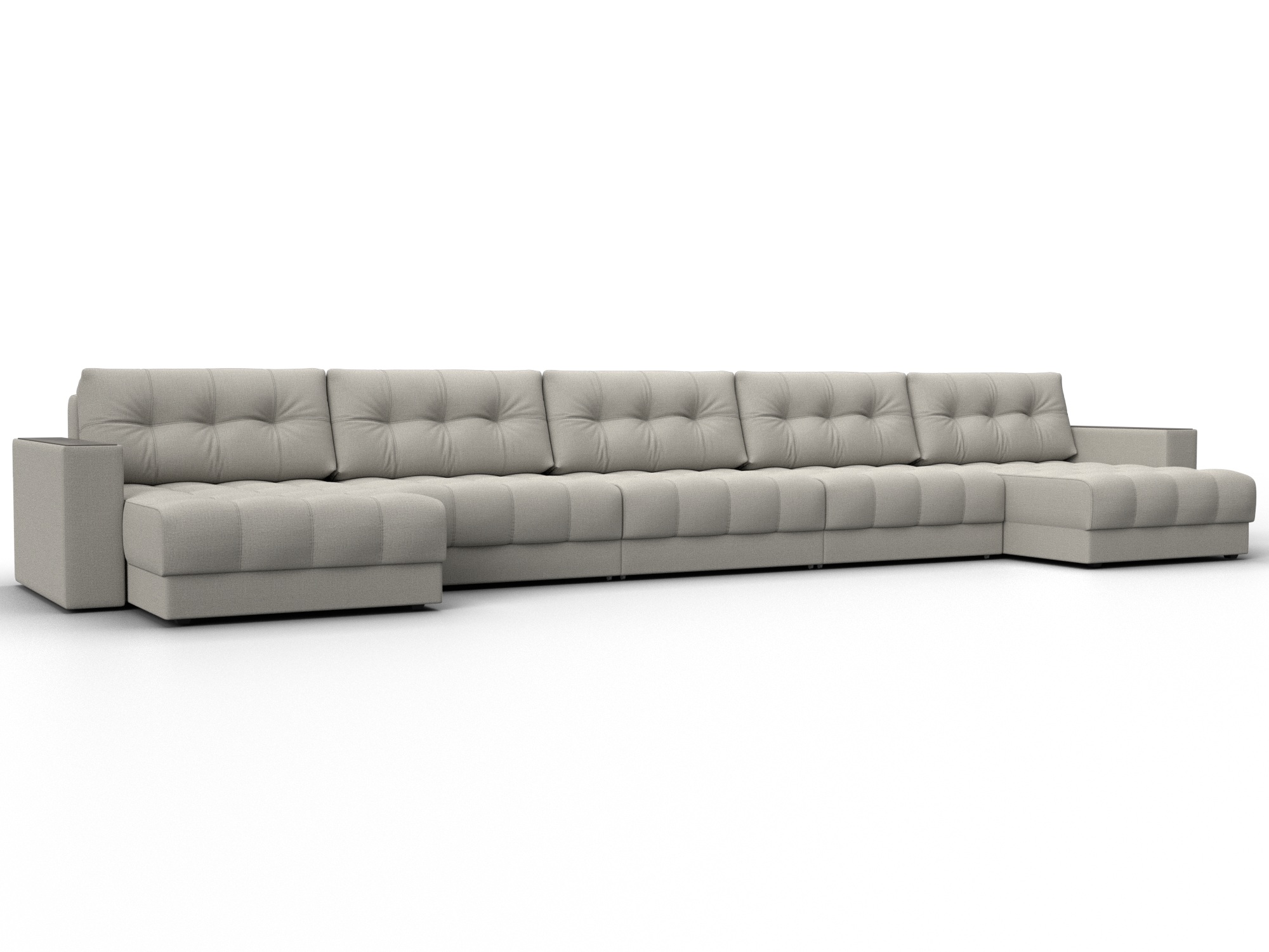 Диван П-образный с декором Лига-049 НПБ Мегалонг (амур 02 бежевый)