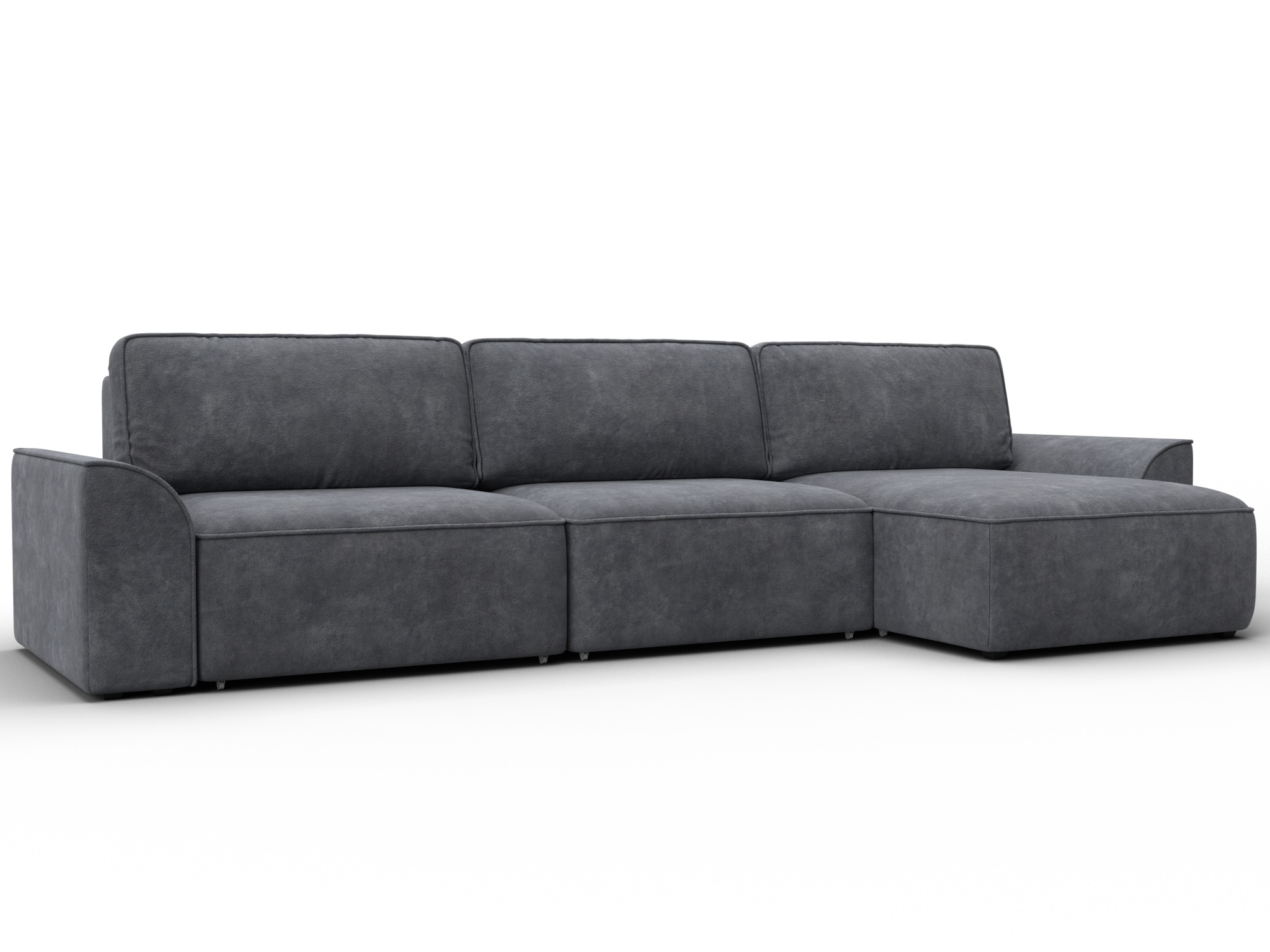 Диван угловой Лига-048 НПБ лонг (brut 16 темно-серый)