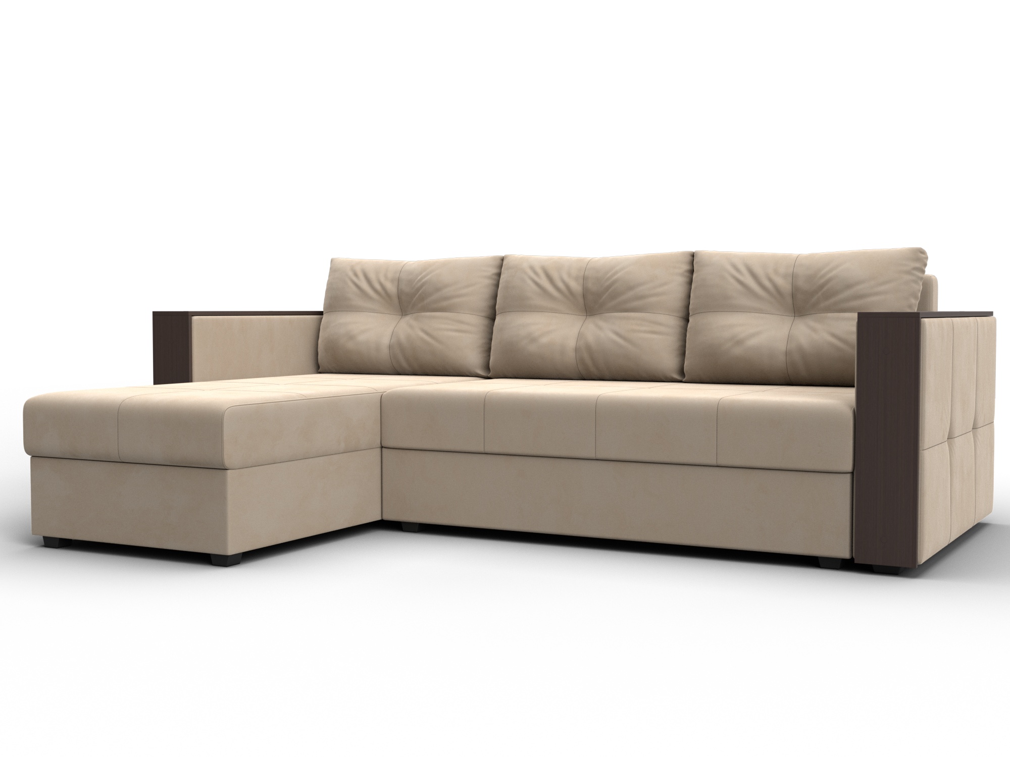 Диван угловой Валенсия Лайт левый угол (seven 729 бежевый)