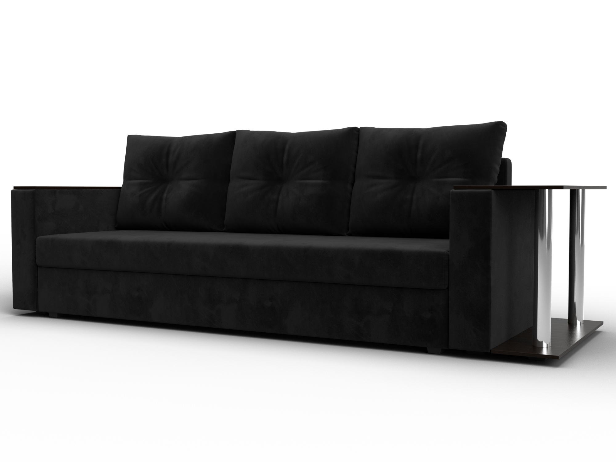 Диван прямой Атланта со столом справа (seven 35 черный)