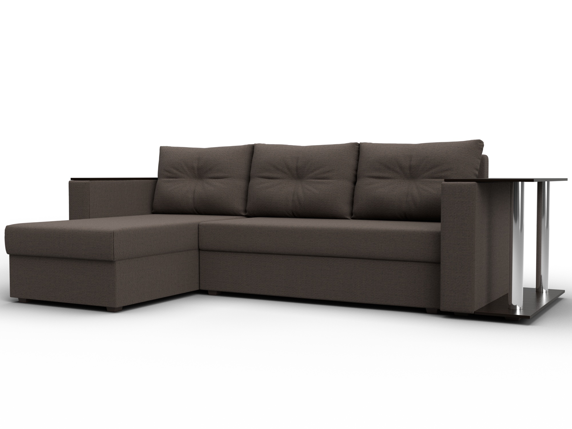 Диван угловой Атланта со столом левый угол (амур 05 коричневый)