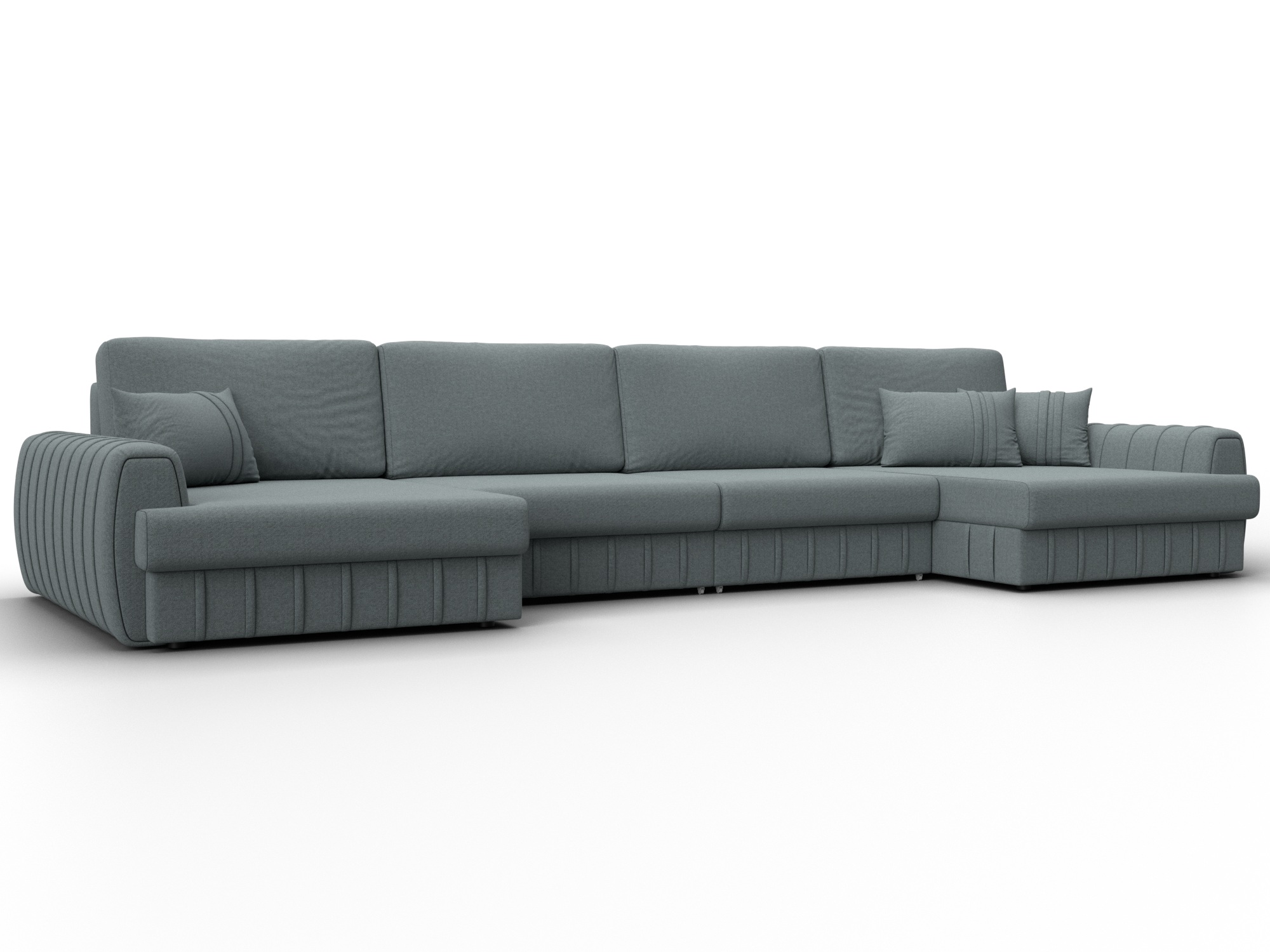 Диван П-образный Лига-057 НПБ Лонг (амур 07 серый)