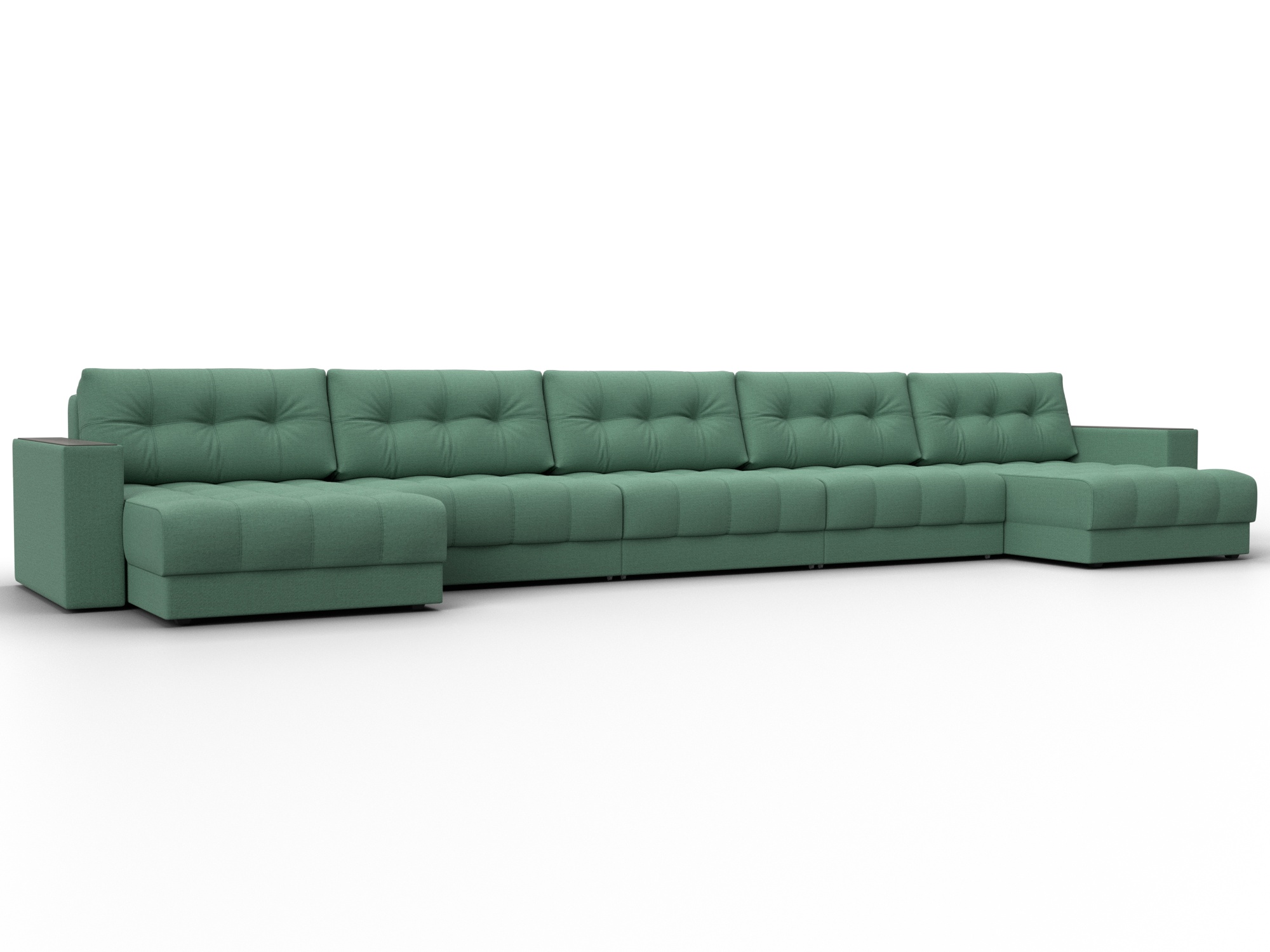 Диван П-образный с декором Лига-049 НПБ Мегалонг (амур 11 зеленый)