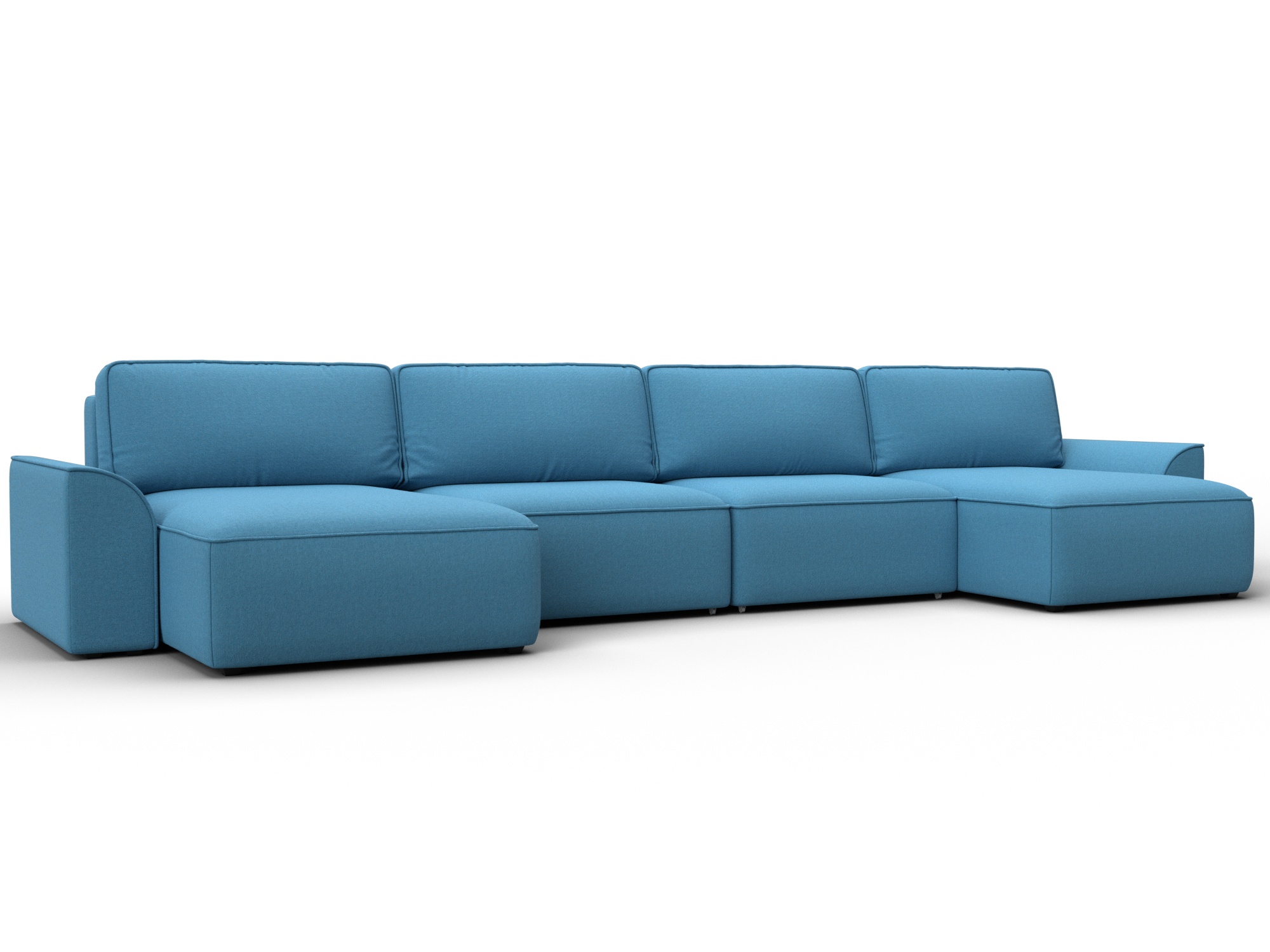 Диван П-образный Лига-048 НПБ лонг (амур 10 голубой)