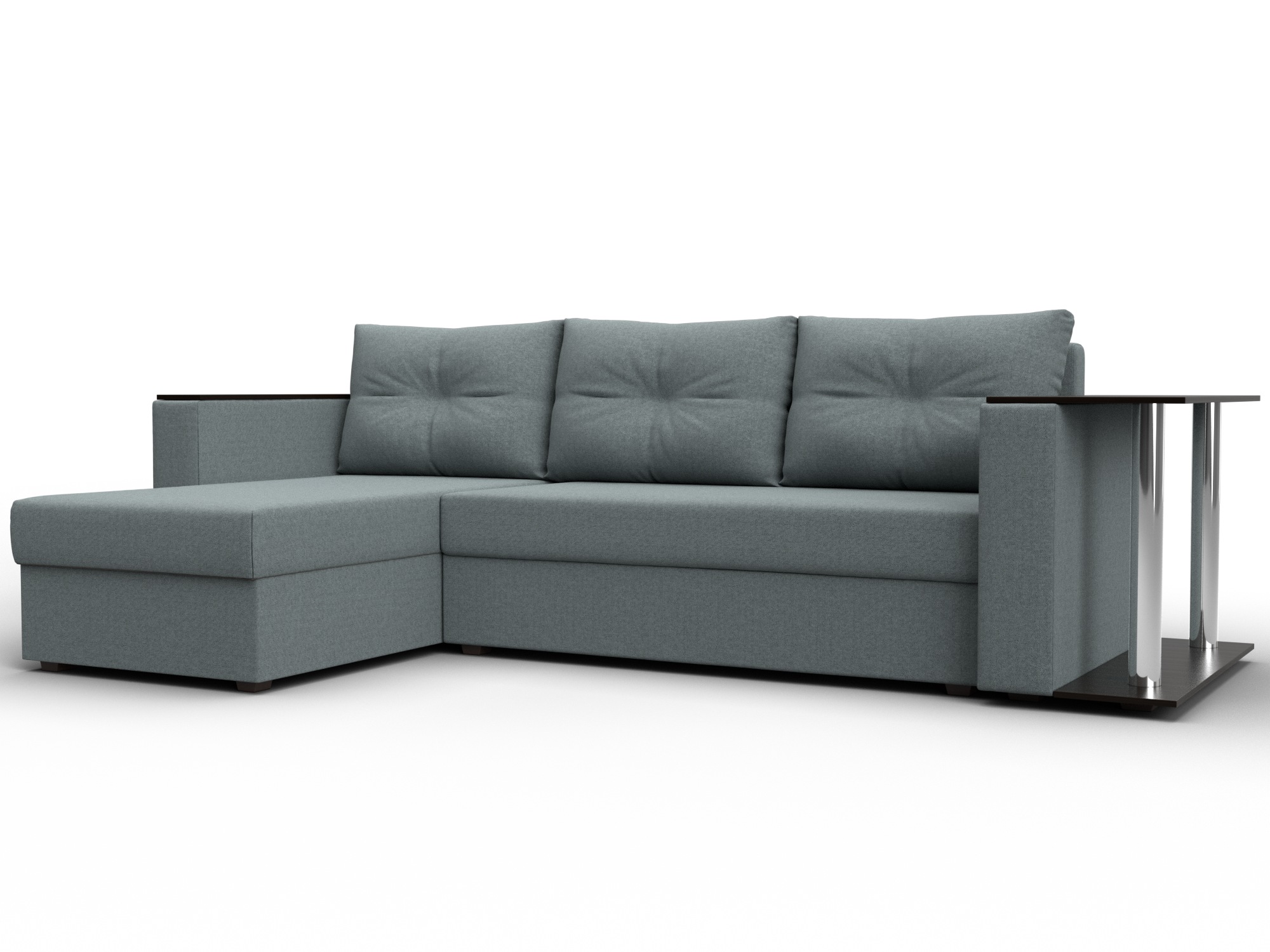 Диван угловой Атланта со столом левый угол (амур 07 серый)