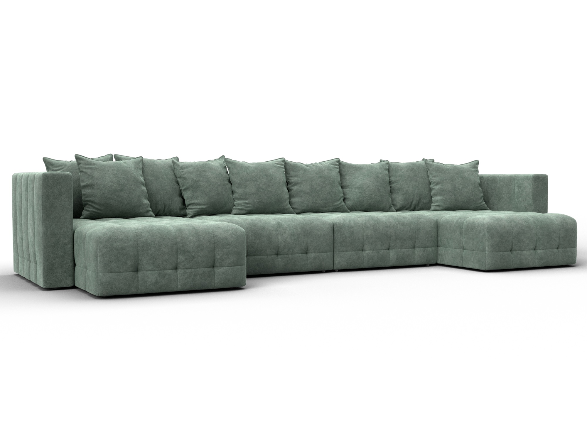 Диван П-образный Лига-052 НПБ Лонг (brut 08 зеленый)