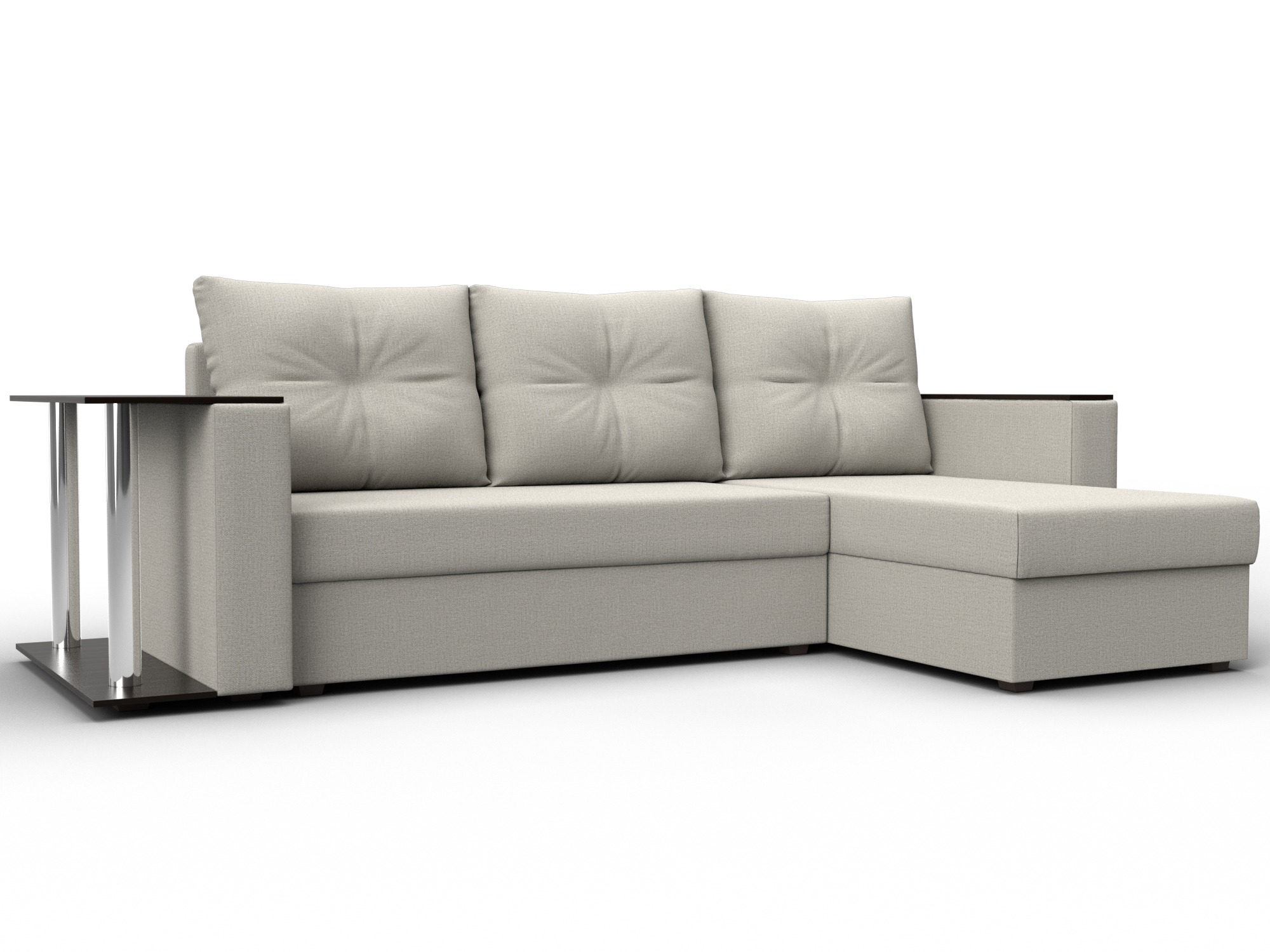 Диван угловой Атланта со столом правый угол (амур 02 бежевый)