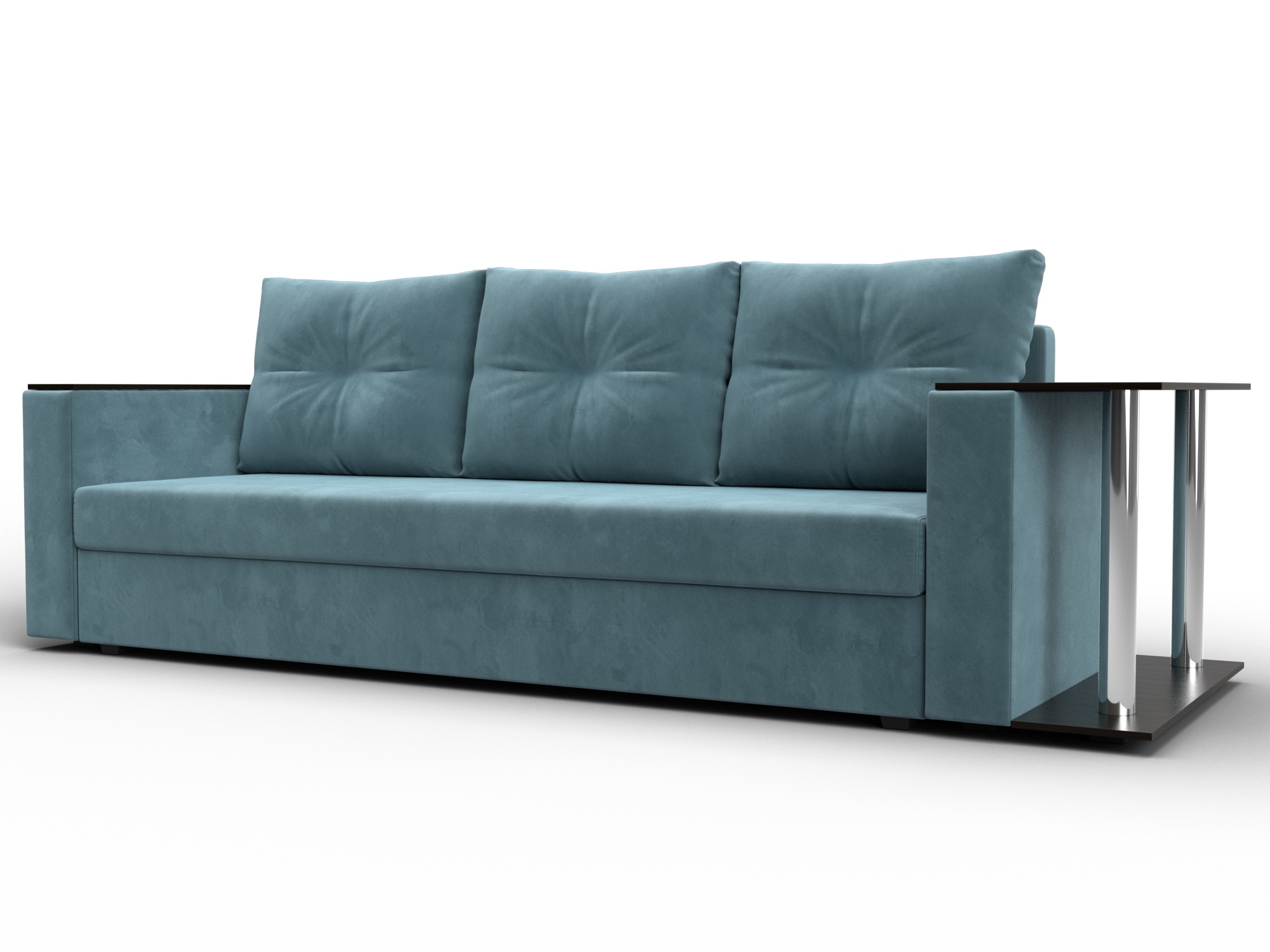 Диван прямой Атланта со столом справа (seven 113 бирюзовый)