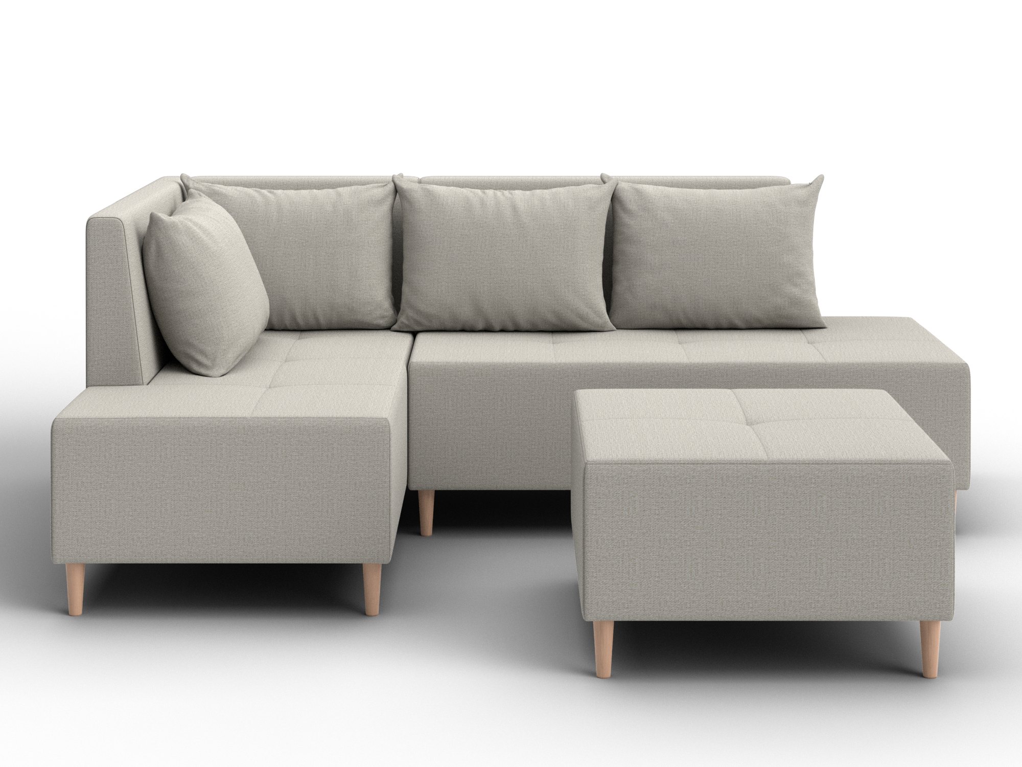 Диван угловой модульный с пуфом Лига-126 угол левый (амур 02 бежевый)