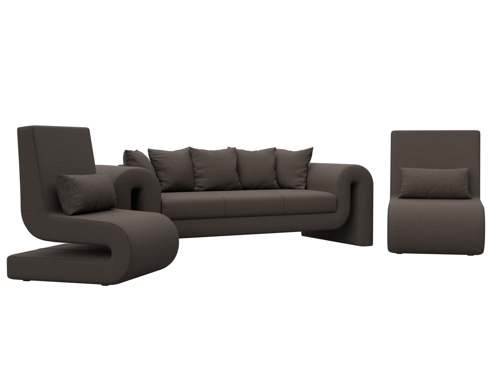 Набор Волна-1 (диван, 2 кресла) (амур 05 коричневый)