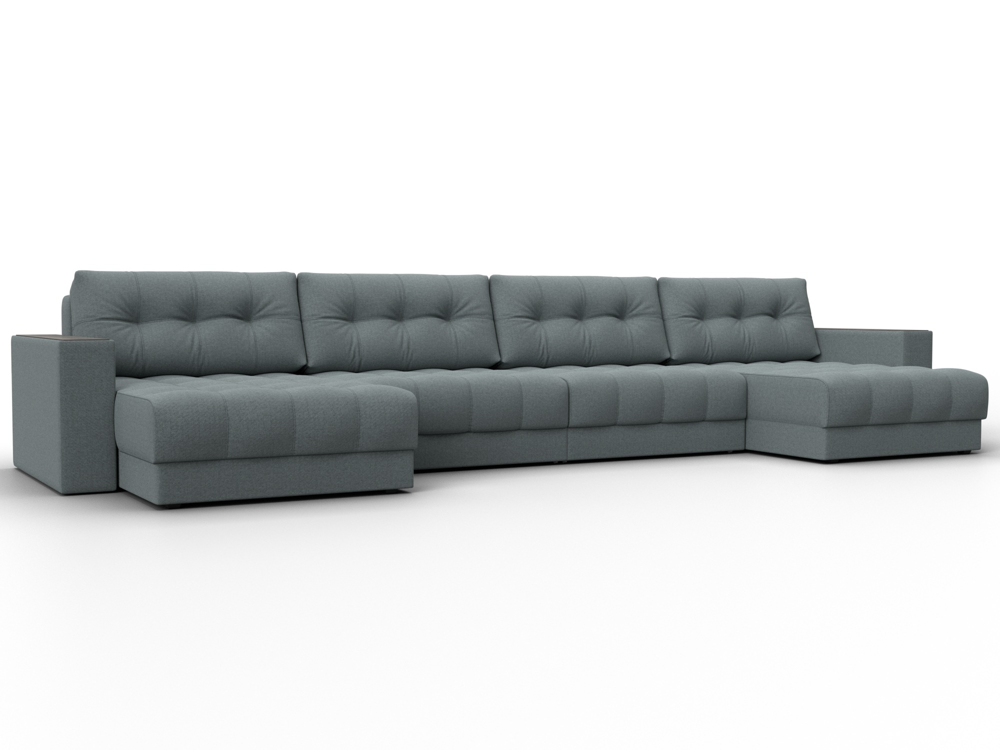 Диван П-образный с декором Лига-049 НПБ Лонг (амур 07 серый)