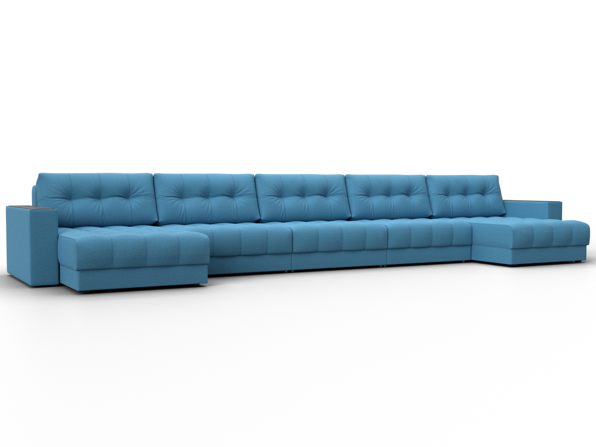 Диван П-образный с декором Лига-049 НПБ Мегалонг (амур 10 голубой)